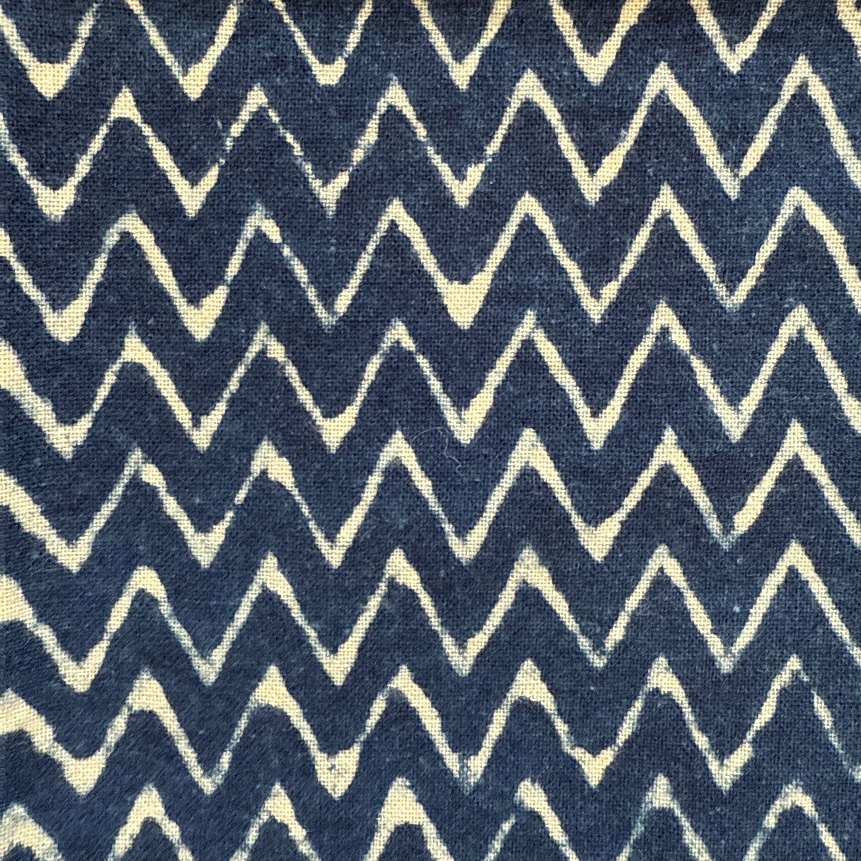 Hand Block Printed Blue Zigzag Napkins India Set of 4 (18")