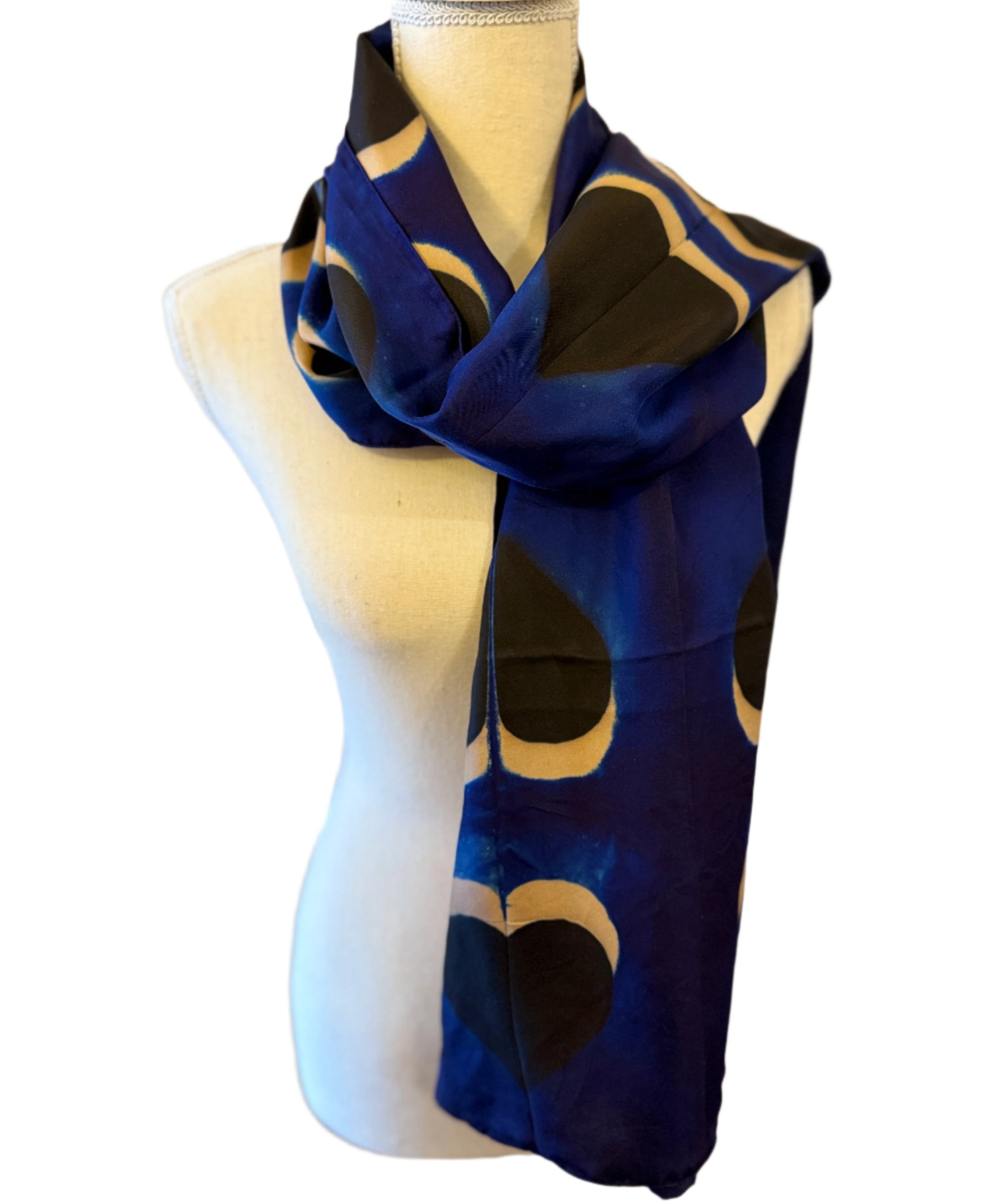 Shibori  Silk Blue Heart Scarf India