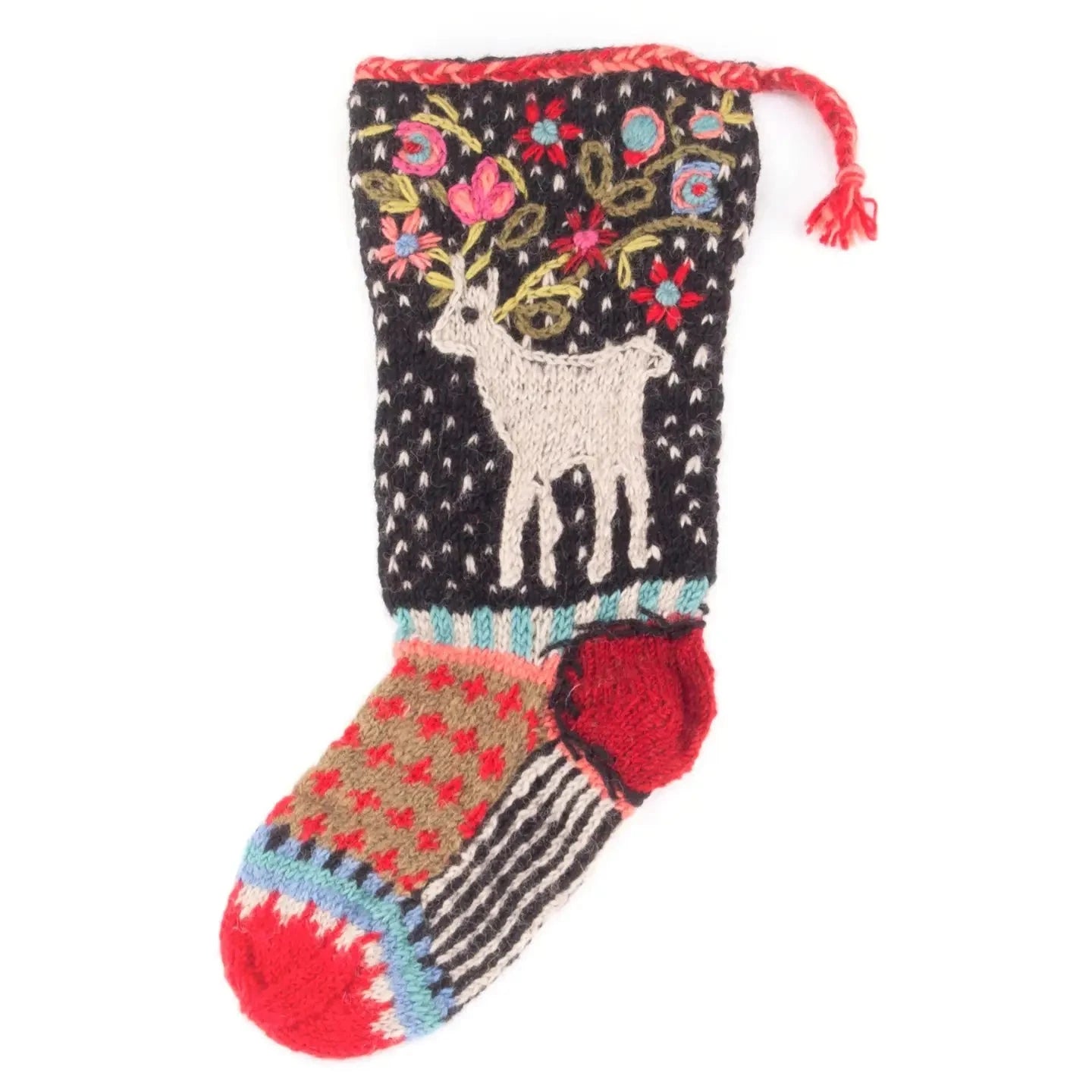 Wool Knit Christmas Stocking Nepal - Reindeer