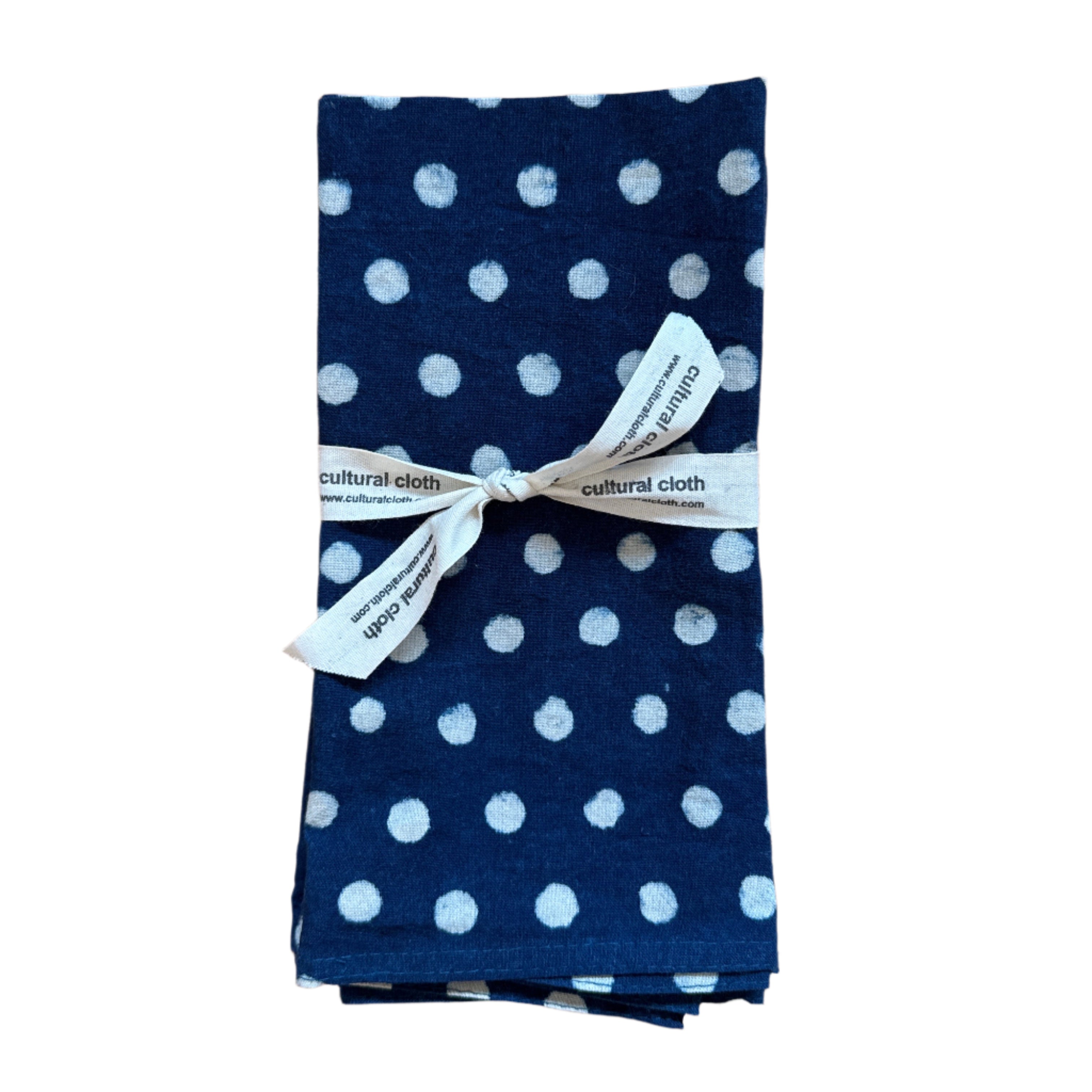 Hand Block Printed Blue Dots Napkins India Set of 4 (18")