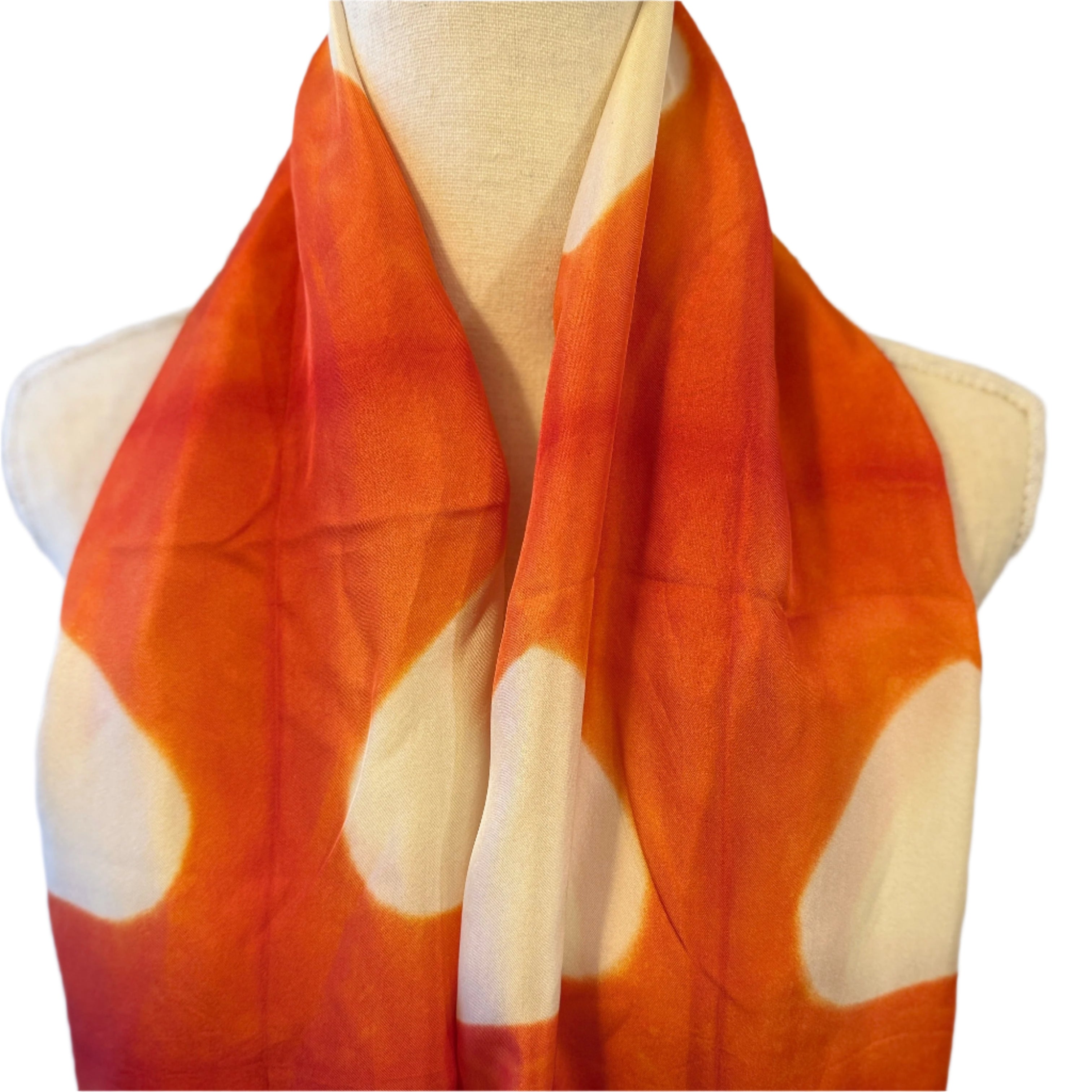 Shibori  Silk Salmon Pink Heart Scarf India