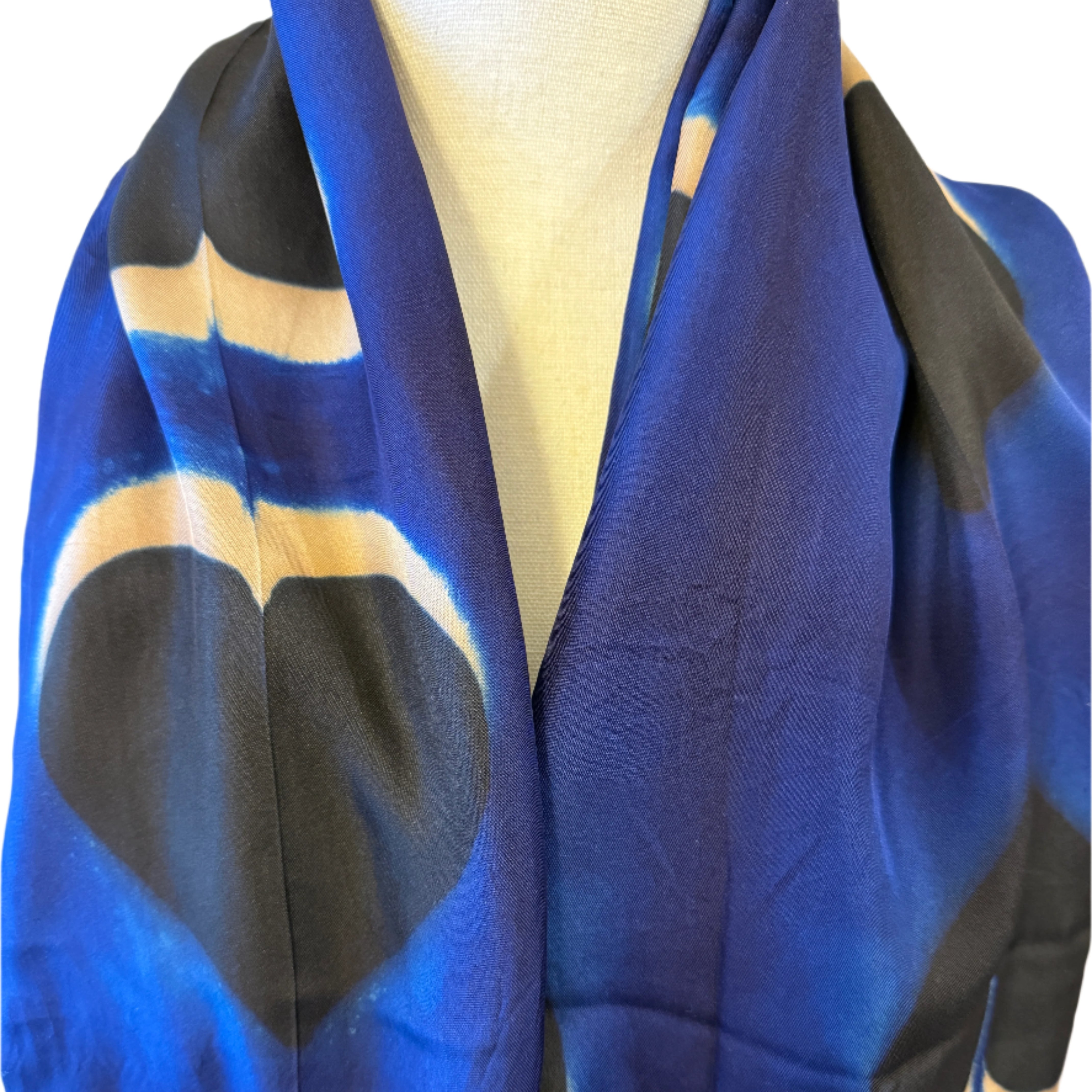 Shibori  Silk Blue Heart Scarf India