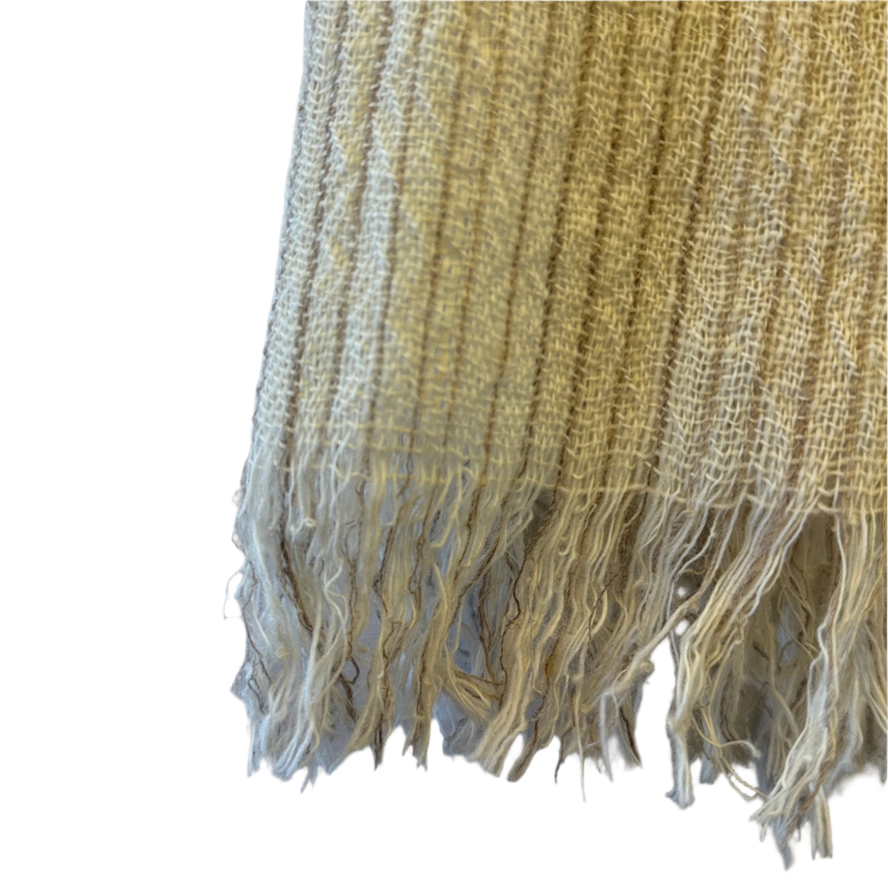 Handwoven Wool Natural Striped Scarf India