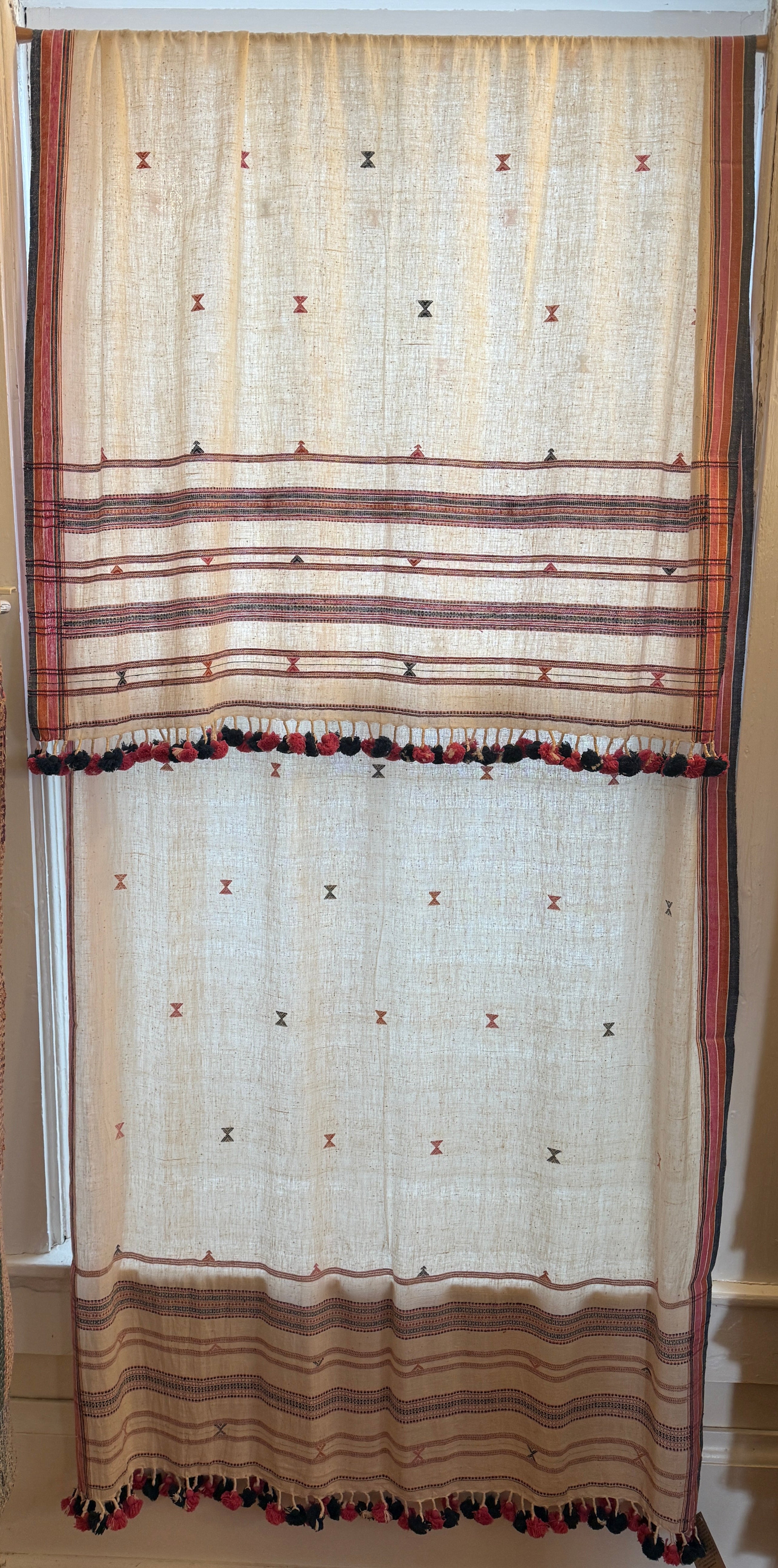 Handwoven Organic Cotton Pink Dupatta Curtain India