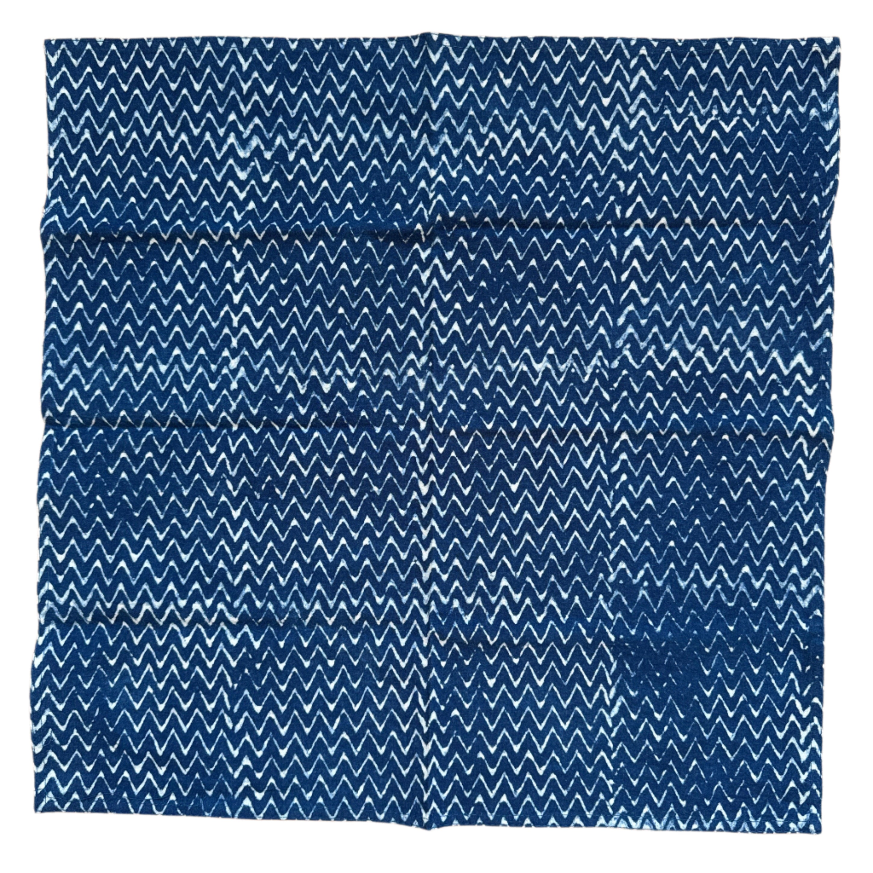 Hand Block Printed Blue Zigzag Napkins India Set of 4 (18")