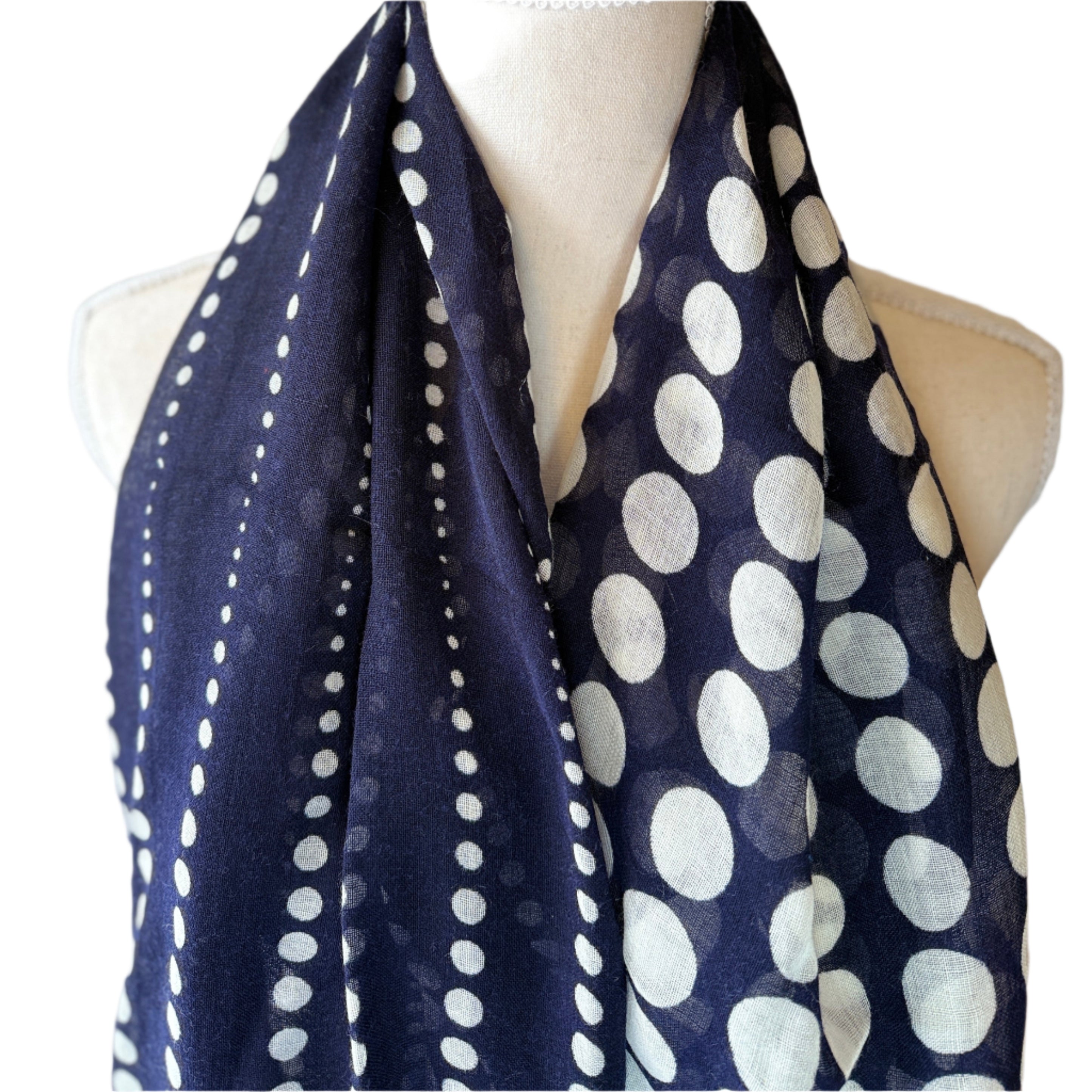 Handmade Light Wool Blue Dots Scarf India