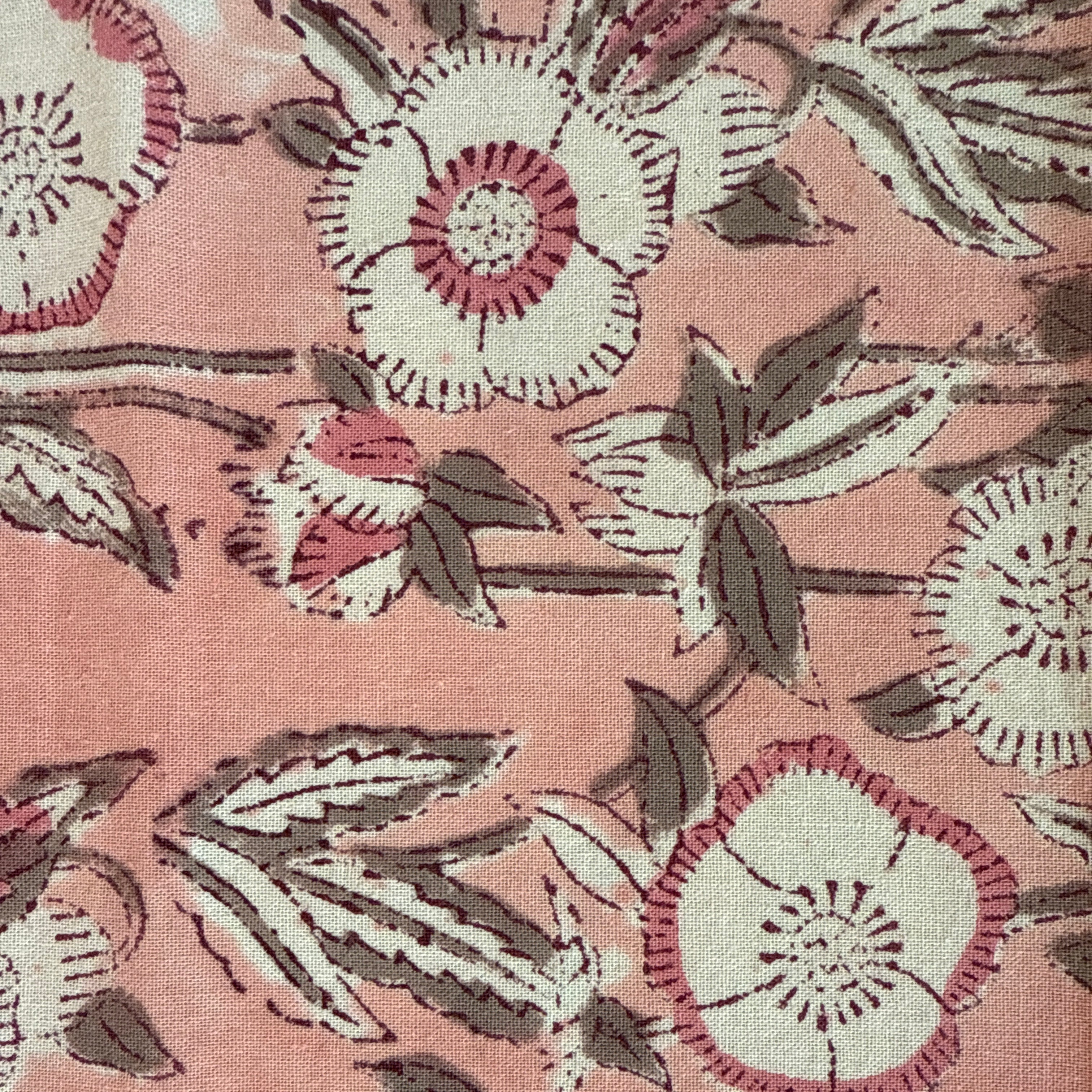 Hand Block Printed Pink Flowers Napkins India Set of 4 (18")