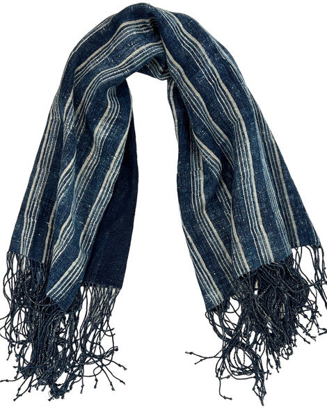 Handwoven Indigo Dyed Linen Striped Throw India