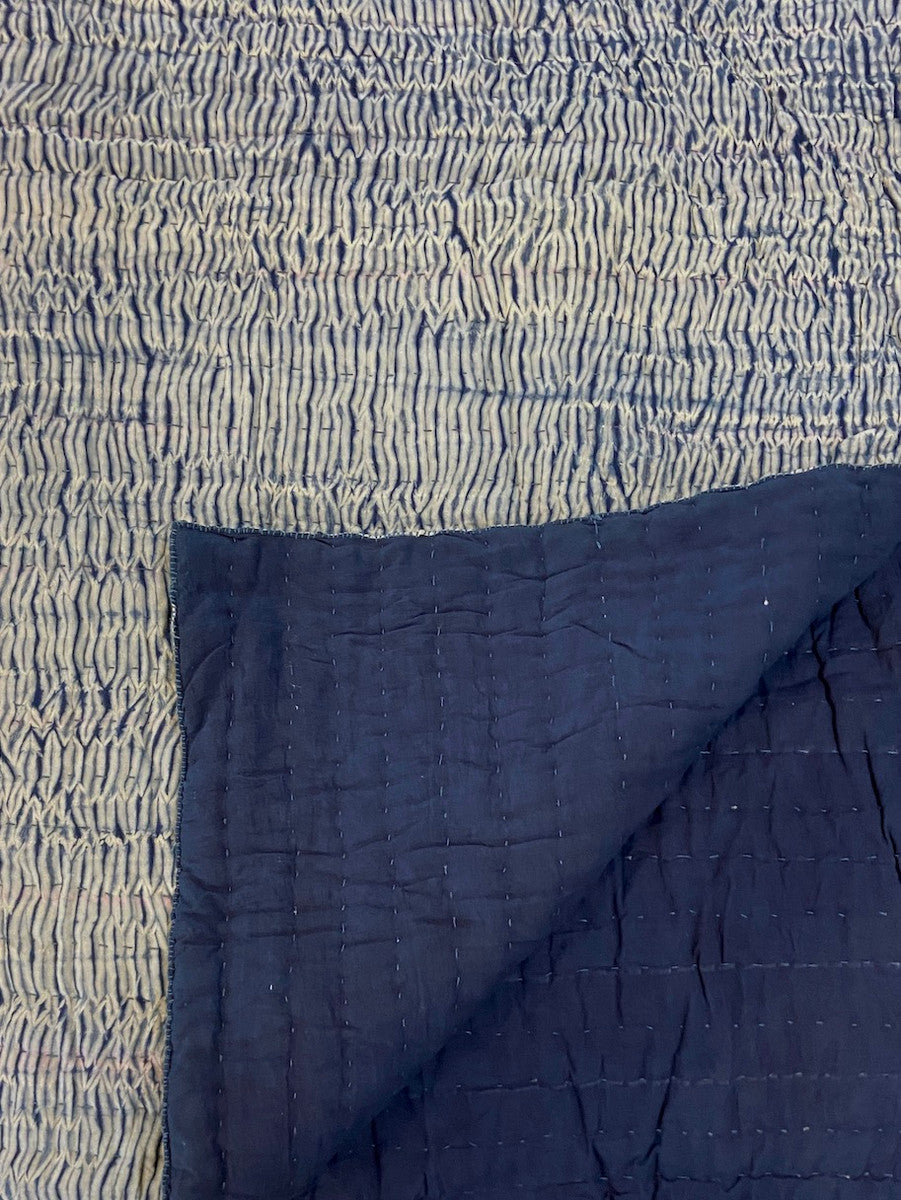 Handmade Shibori Indigo Dyed Quilt King India