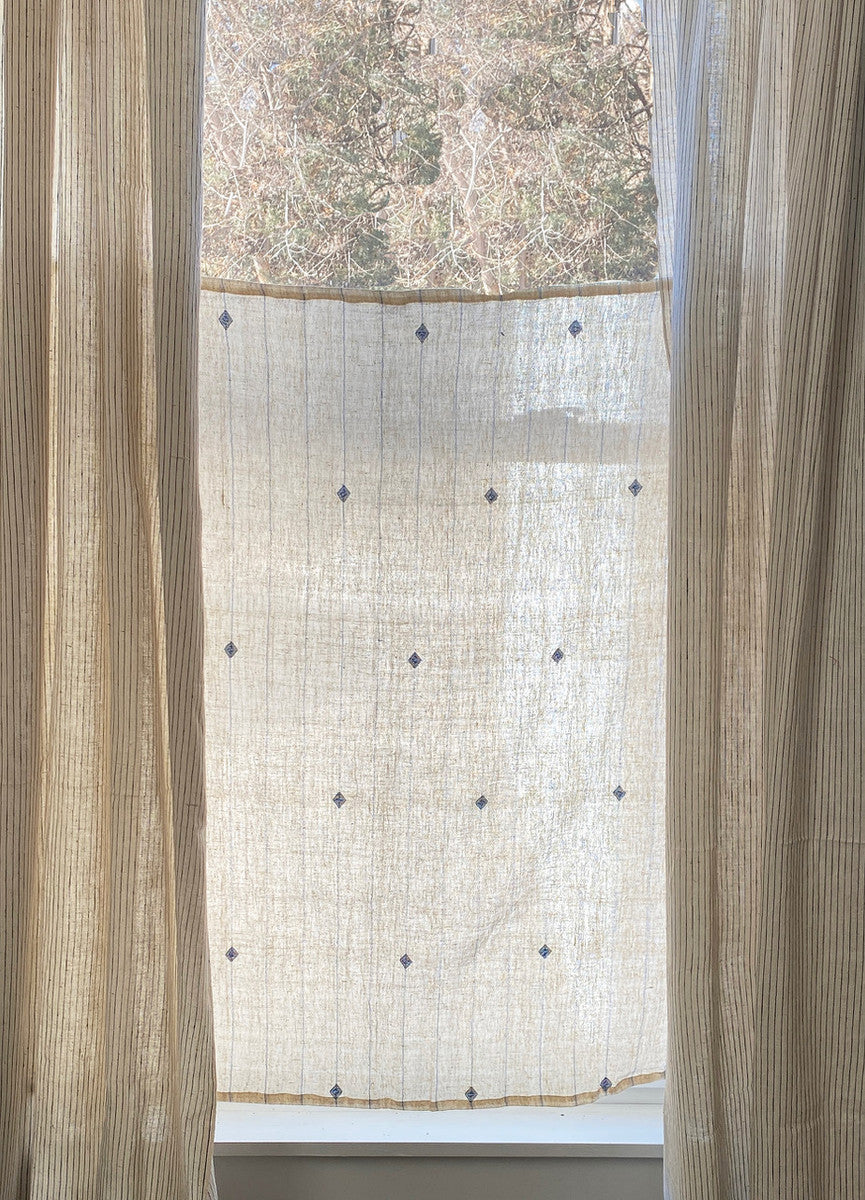 Handwoven Organic Cotton With Inlay Cafe Curtain White India