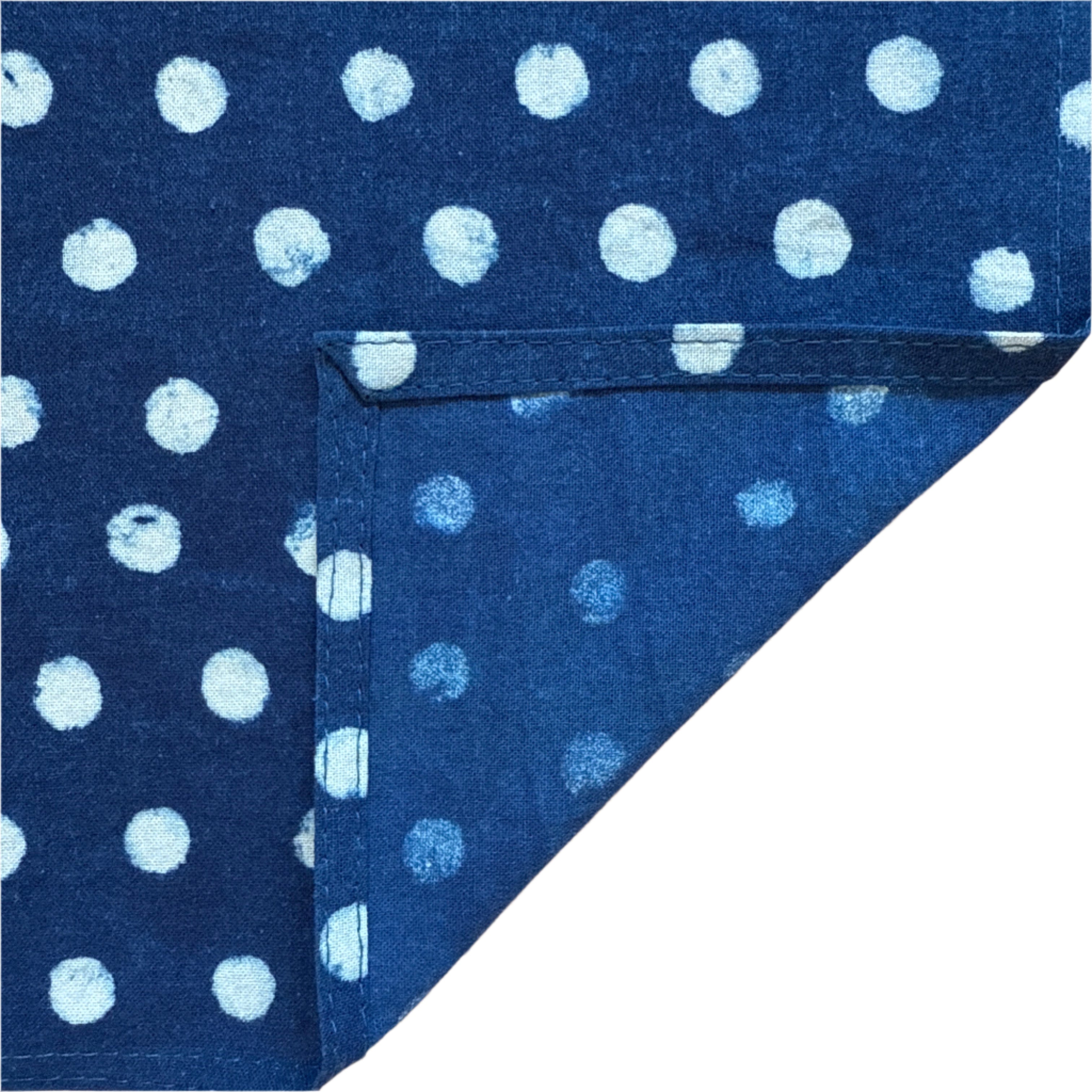 Hand Block Printed Blue Dots Napkins India Set of 4 (18")