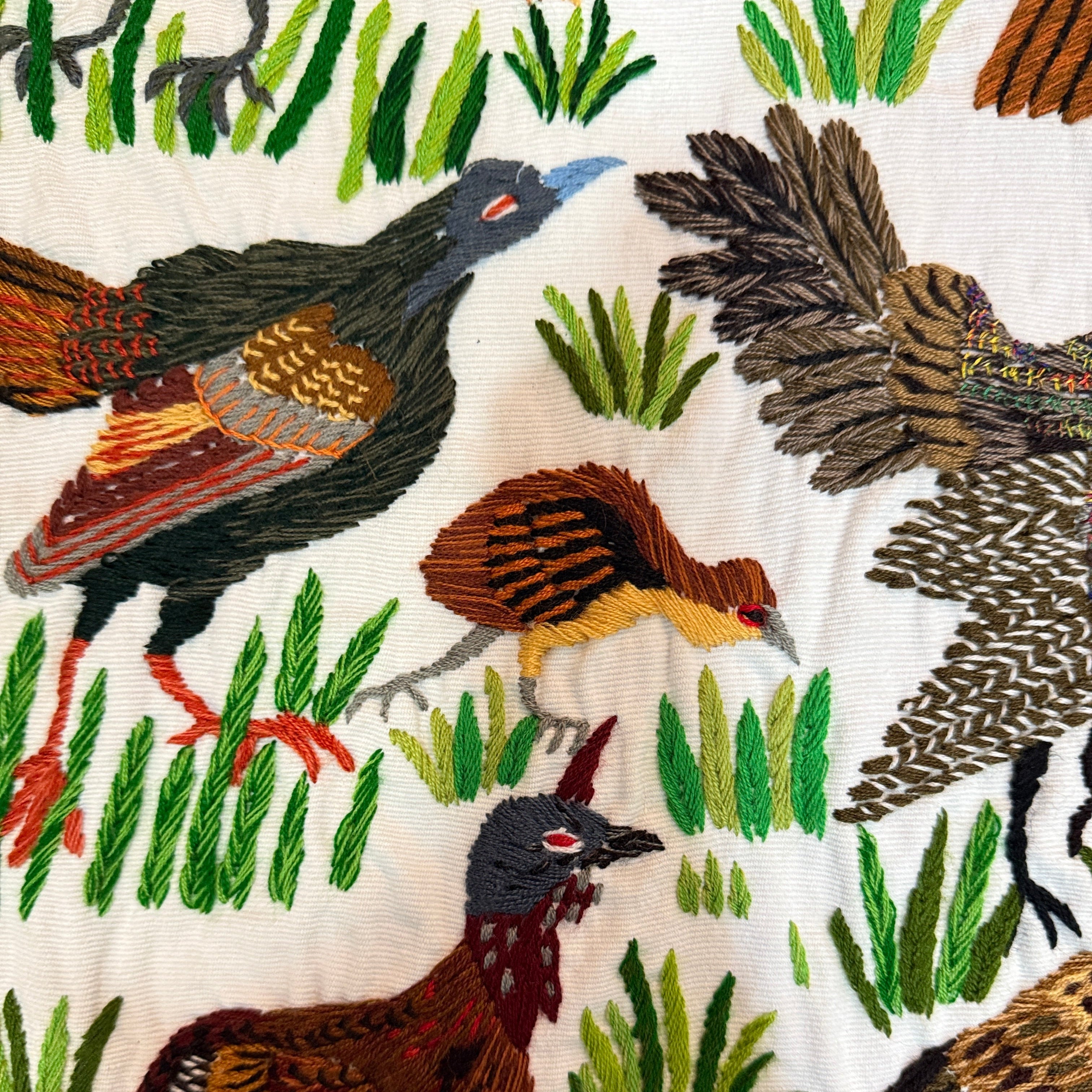 Bird Hand Embroidery on Cotton Guatemala (16" x 17")