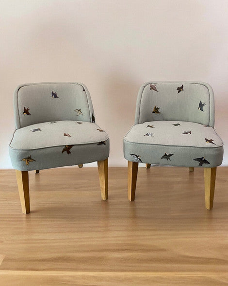 Pair of Embroidered Club Chairs Guatemala