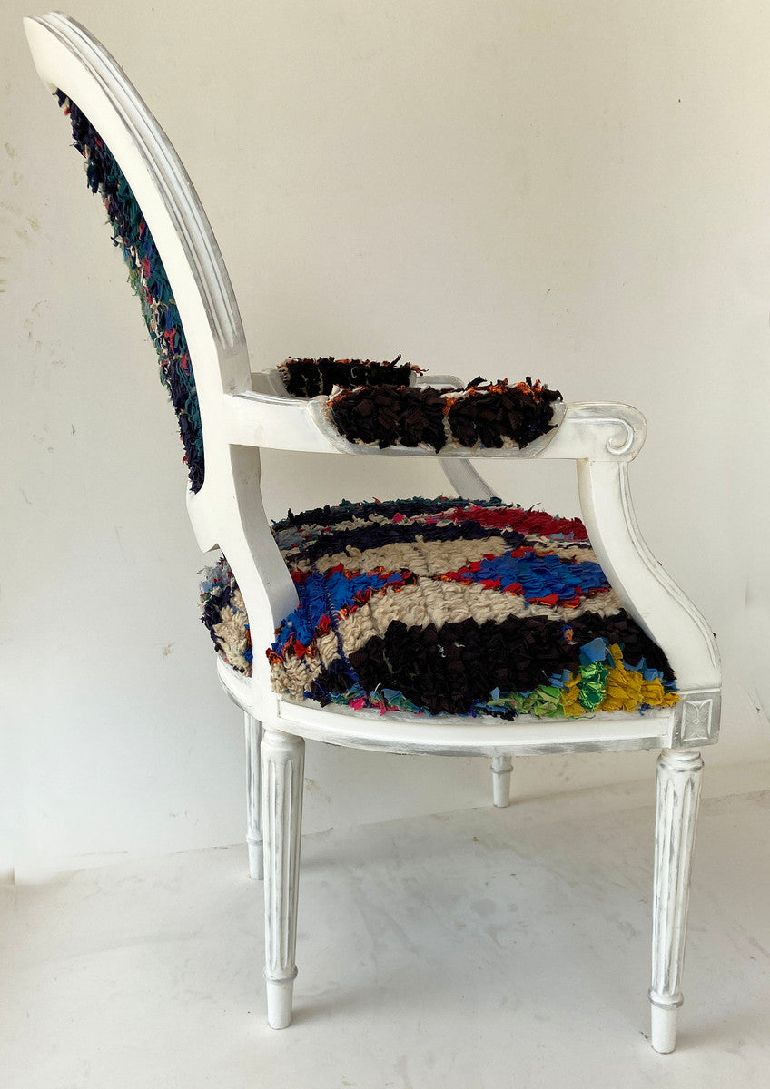 Vintage Accent Chair with Moroccan Textile