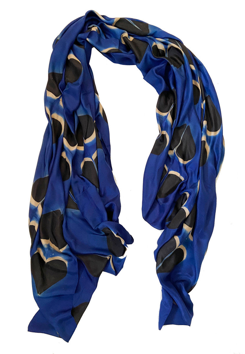 Shibori  Silk Blue Heart Scarf India