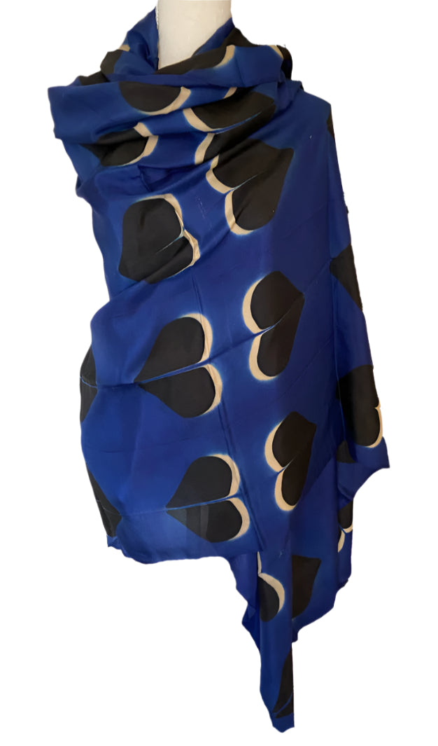 Shibori  Silk Heart Scarf/Shawl Blue India