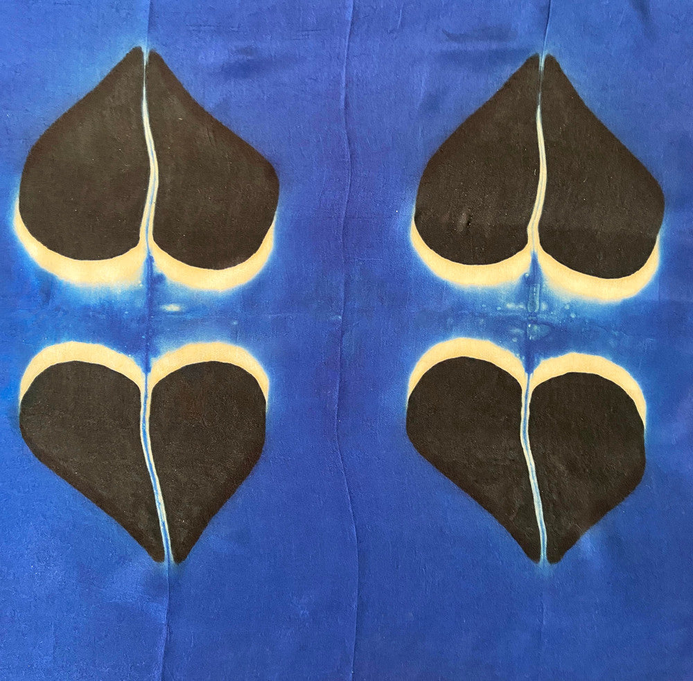 Shibori  Silk Blue Heart Scarf India