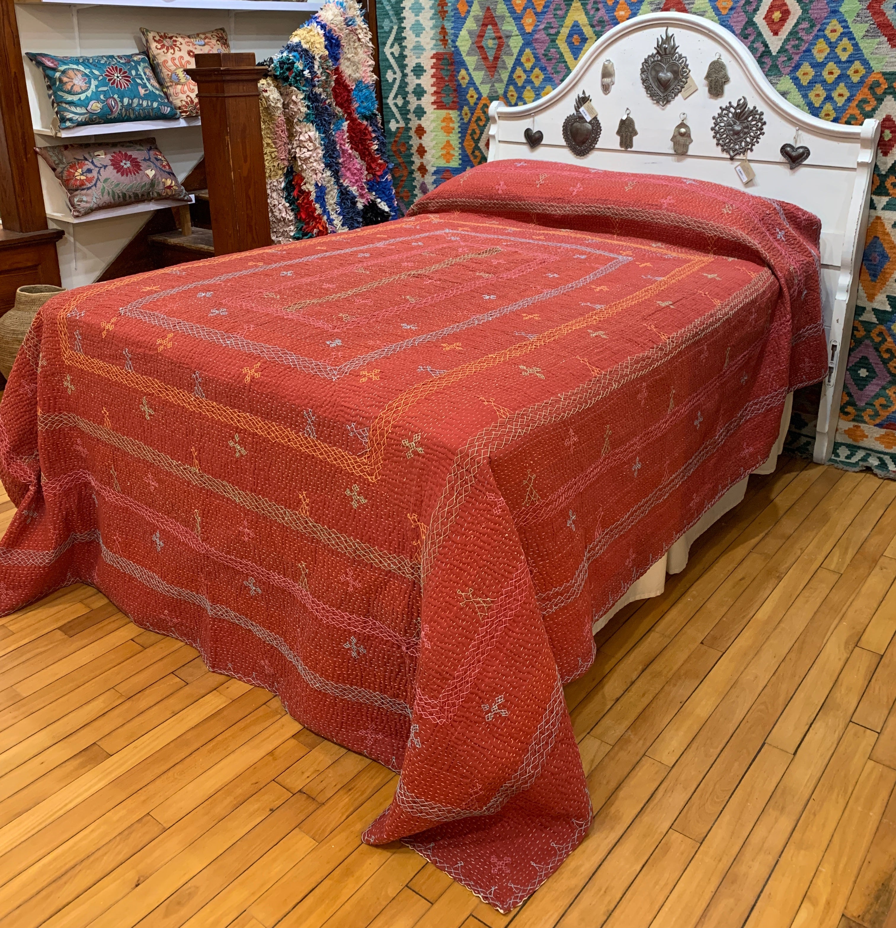 Hand Stitched Ralli Quilt Single India - Red