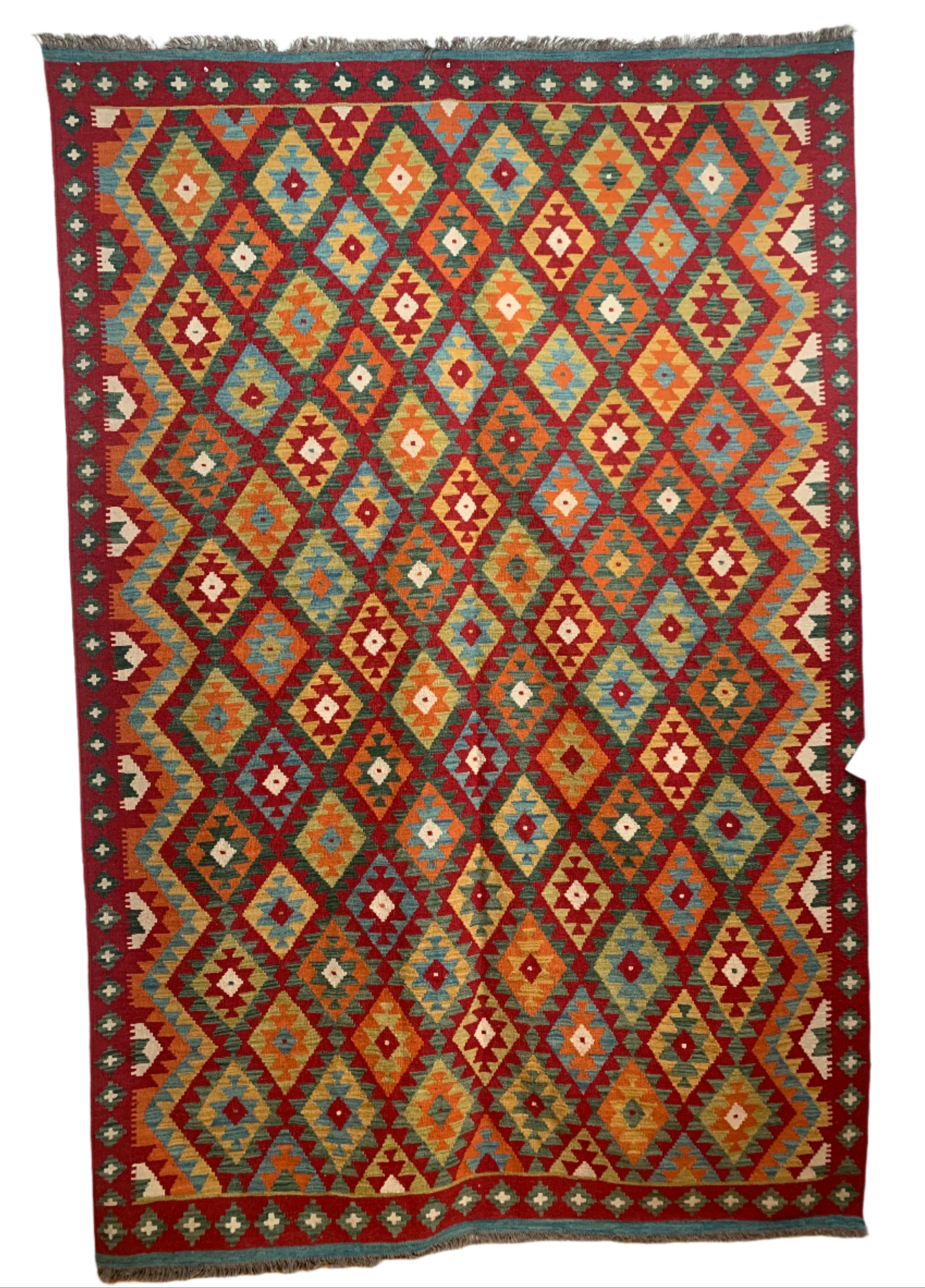 Handwoven Wool Kilim Rug Afghanistan (79"x116") - 026