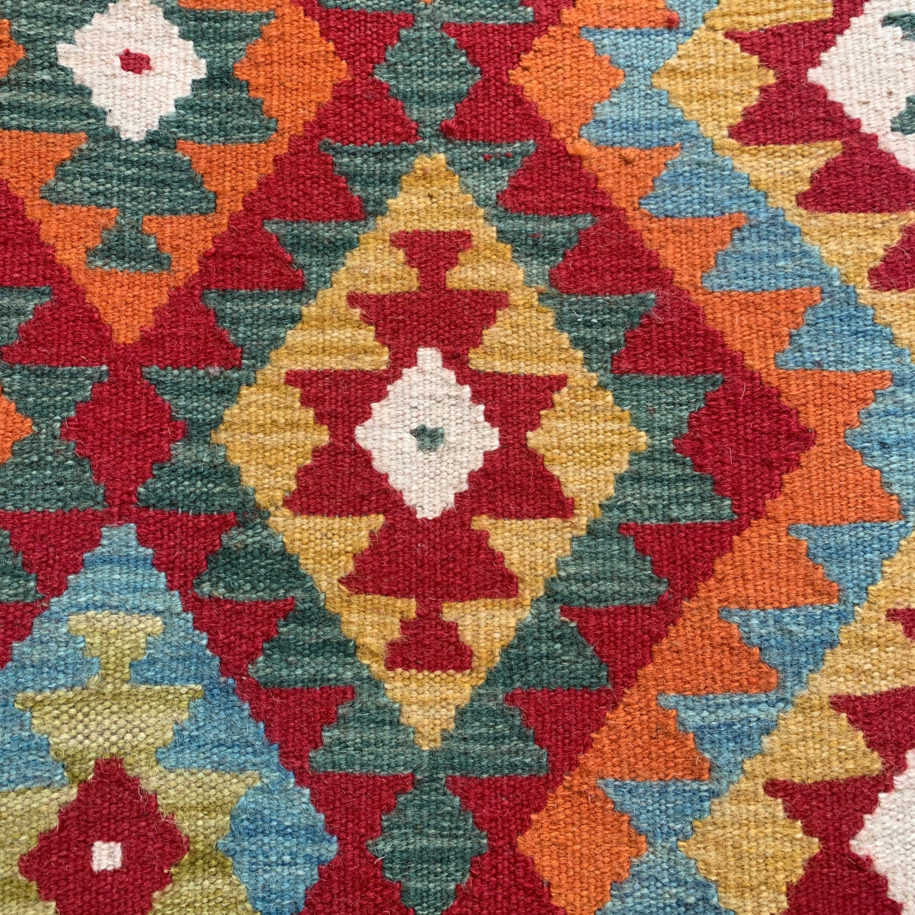 Handwoven Wool Kilim Rug Afghanistan (79"x116") - 026