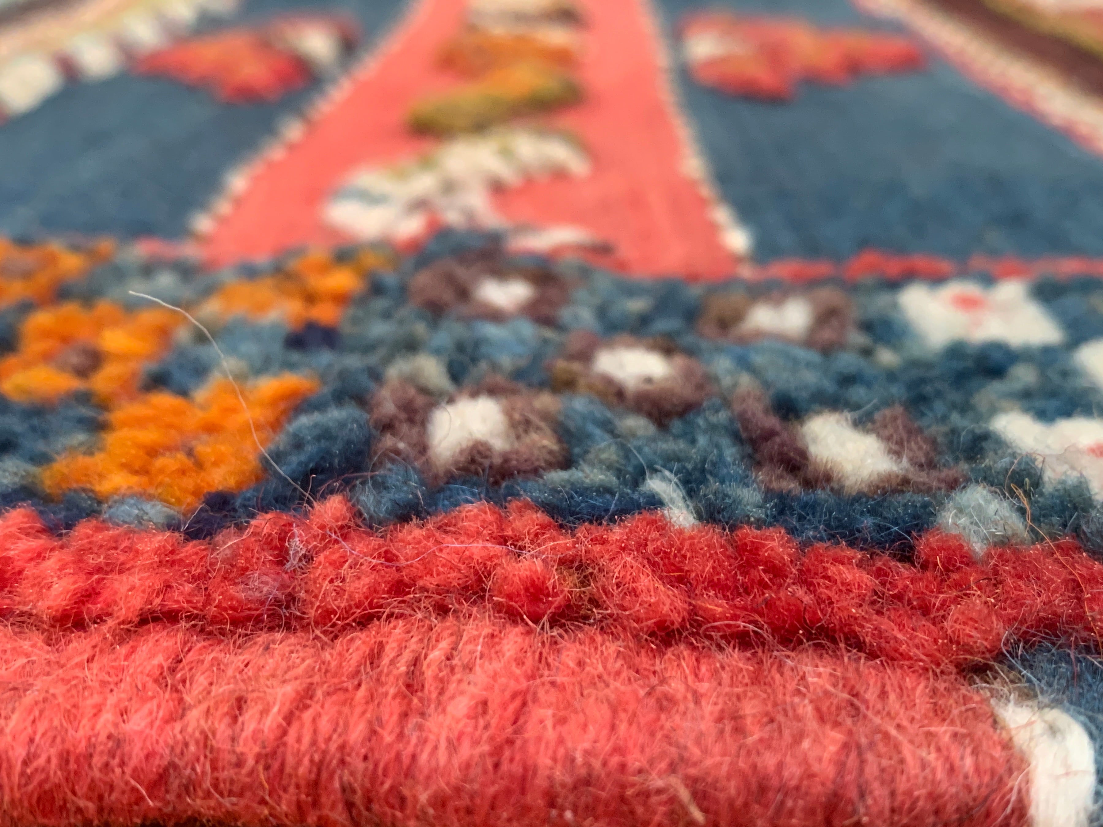 Handwoven Ait Abdellah Wool Rug Morocco - Blue & Pink (43" x 76")