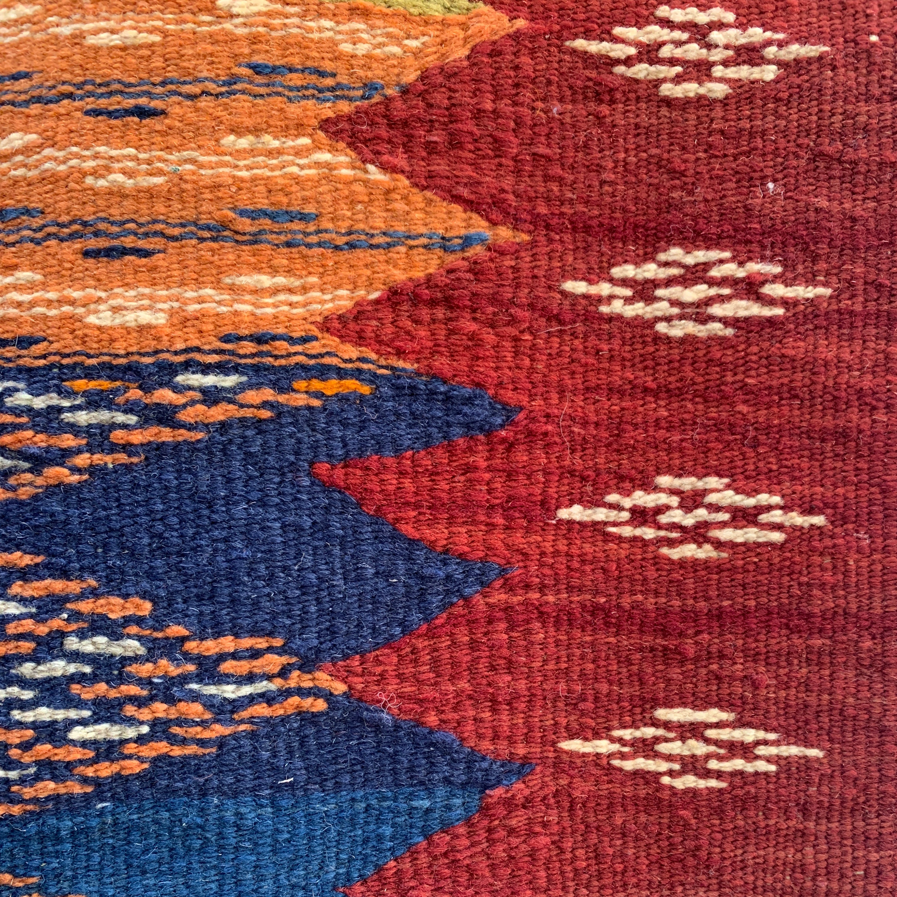 Handwoven Kharita Map Tapestry Wool Rug Morocco - Warm (57" x 100")