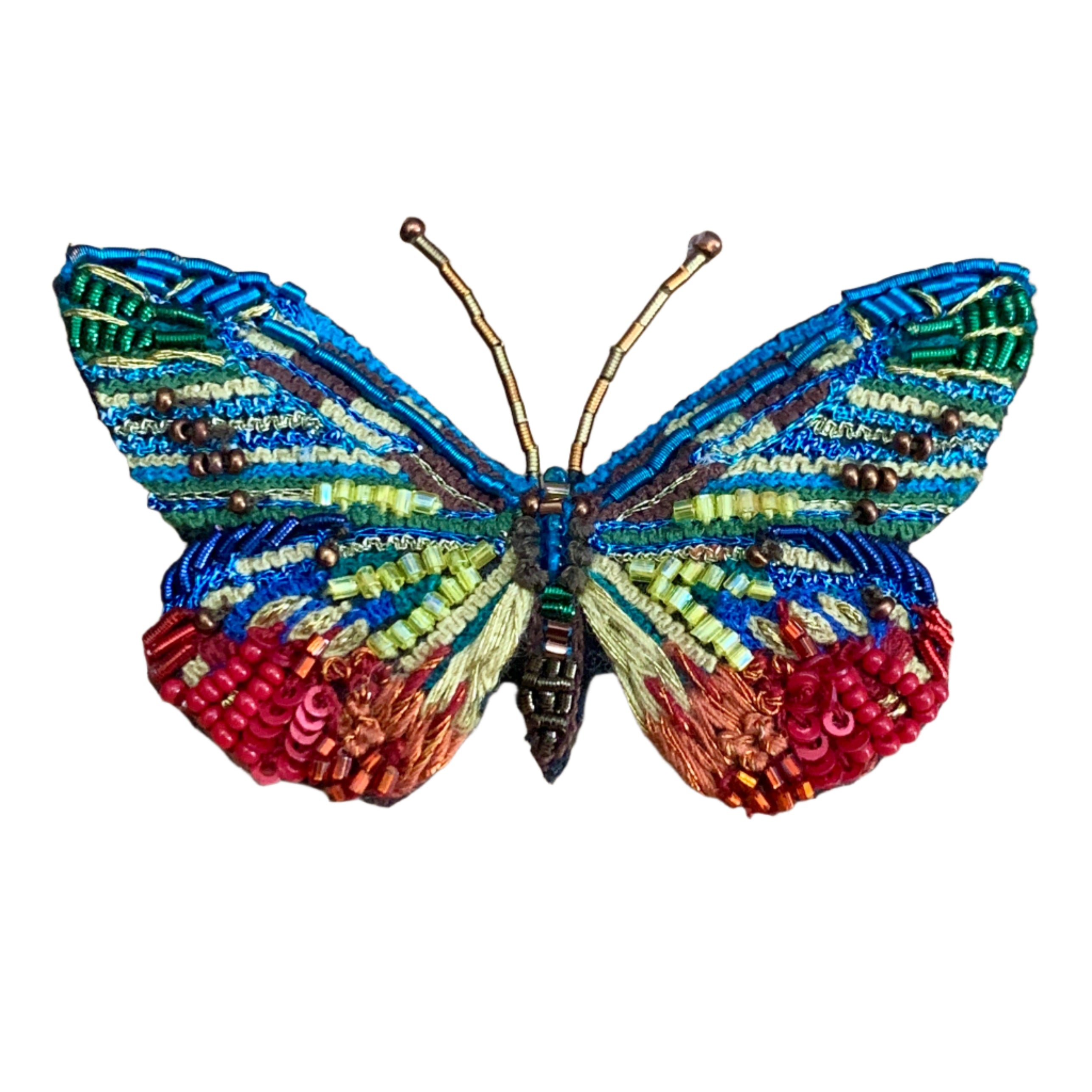 Embroidered and Beaded Brooch India - Cepora Butterfly