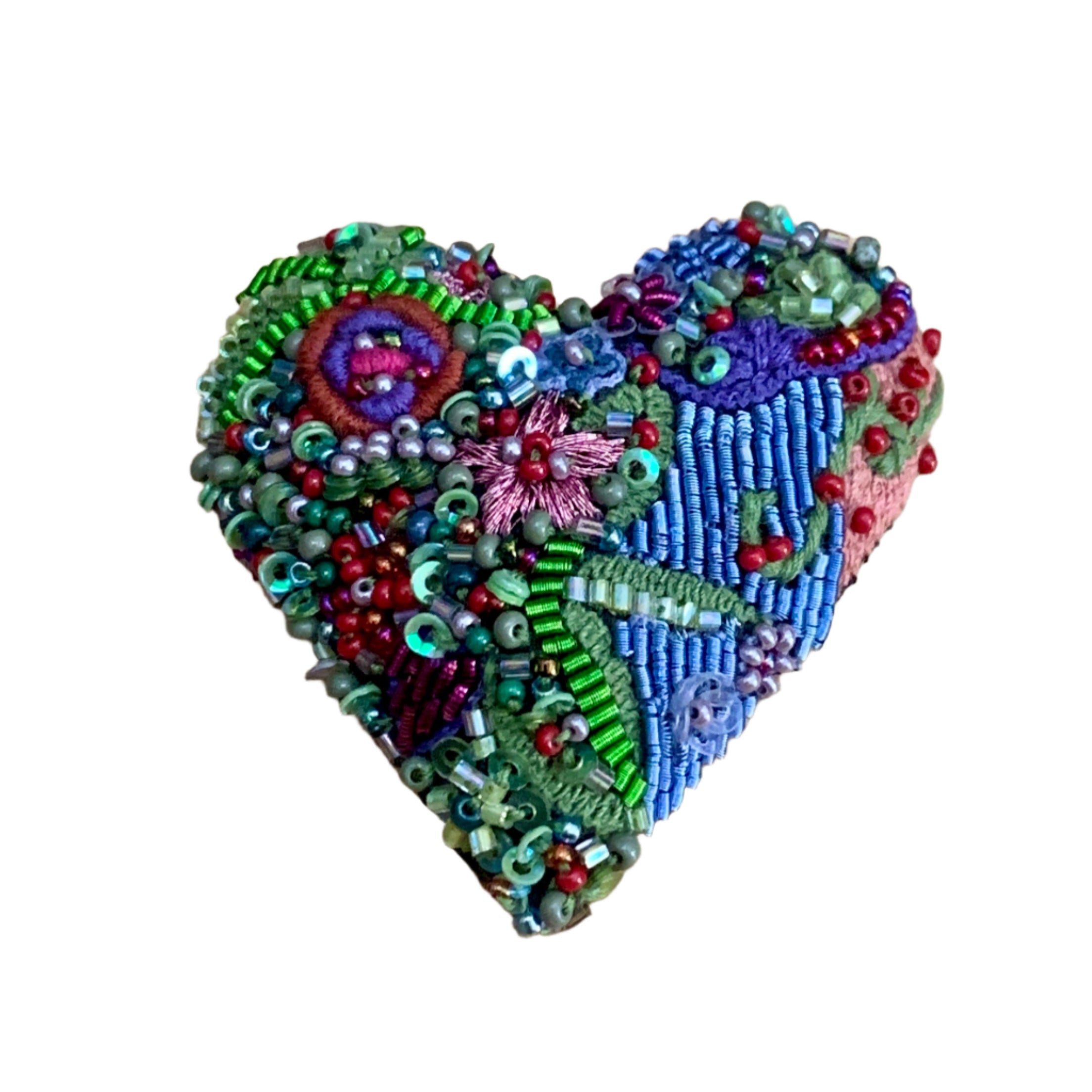 Embroidered and Beaded Brooch India - Blooming Heart