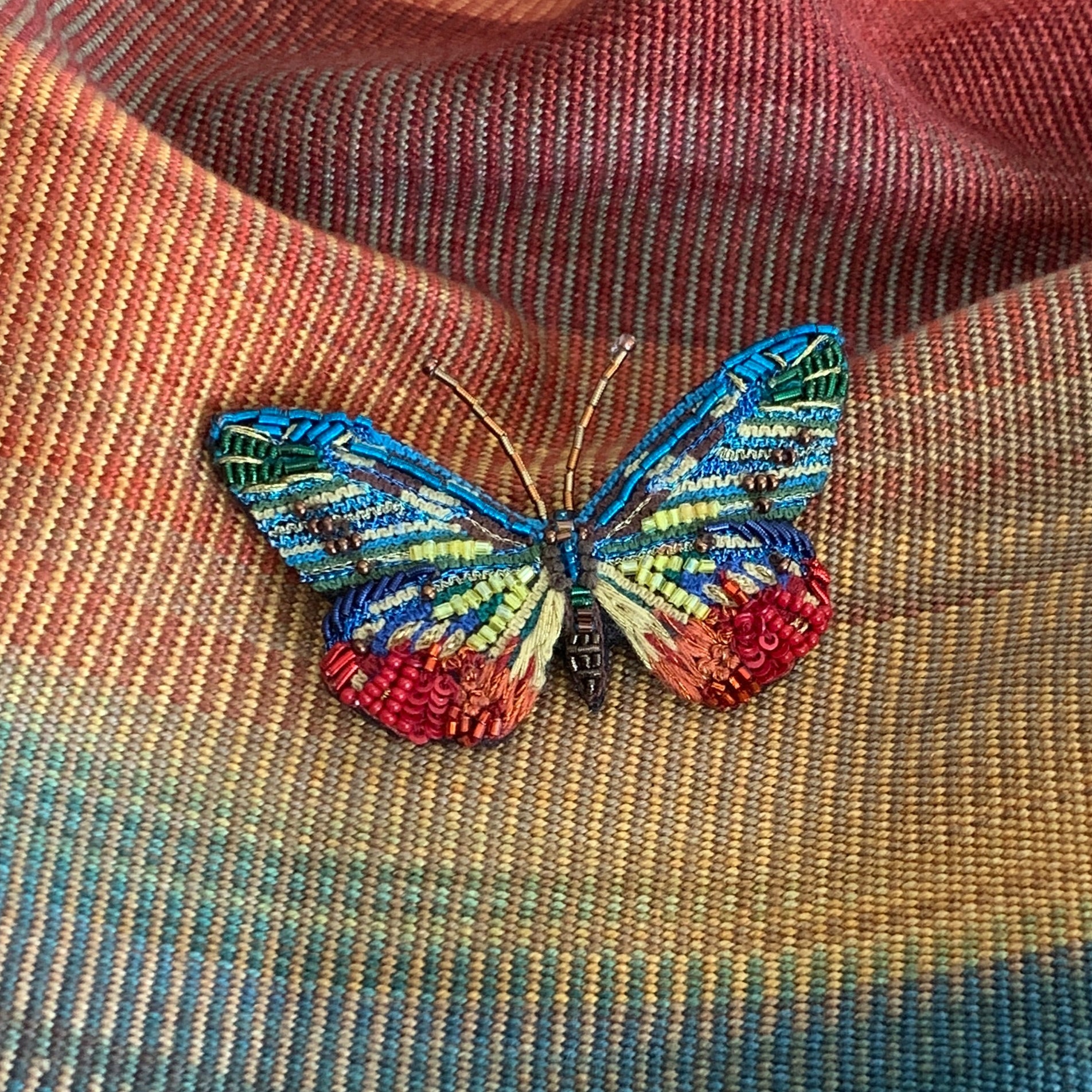 Embroidered and Beaded Brooch India - Cepora Butterfly