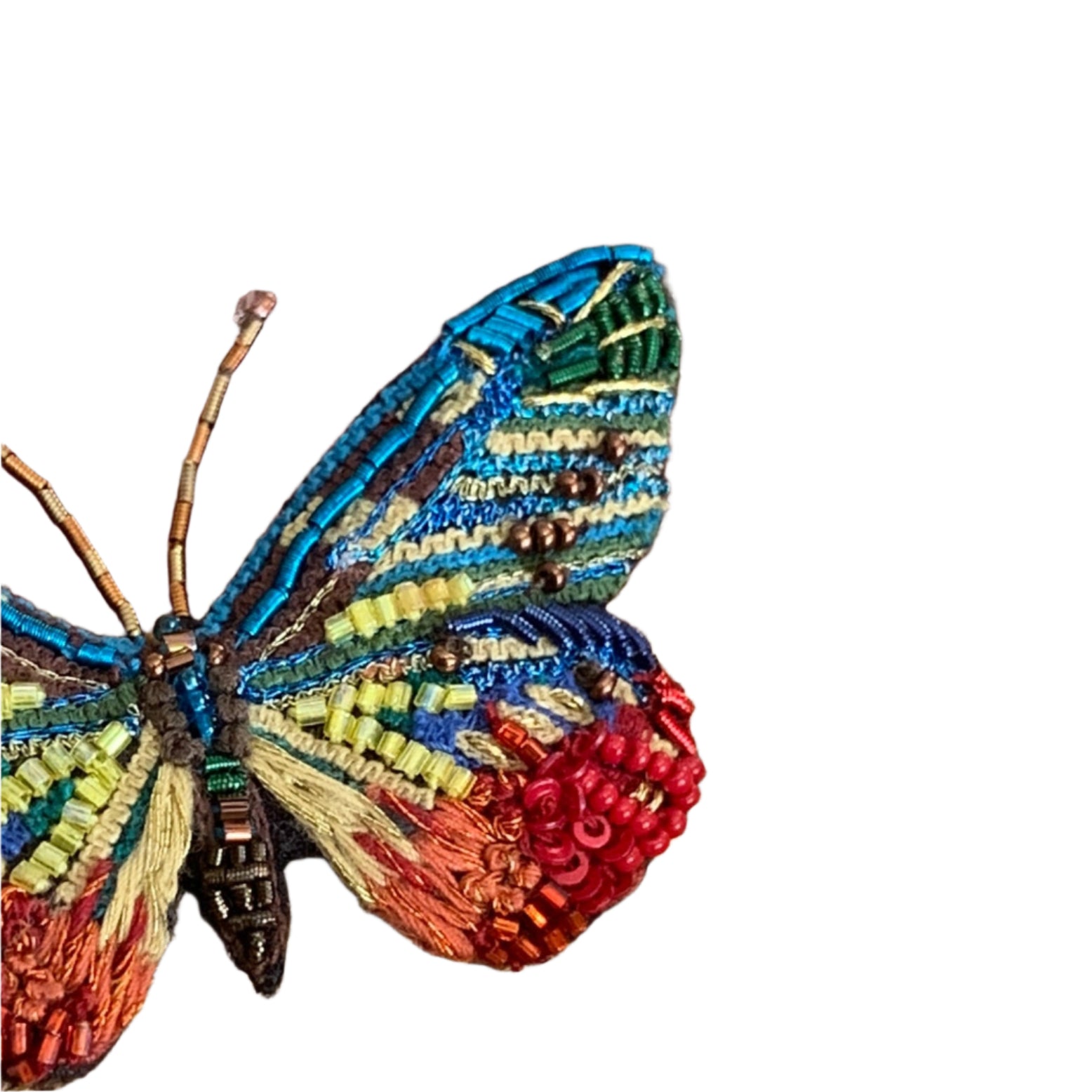 Embroidered and Beaded Brooch India - Cepora Butterfly