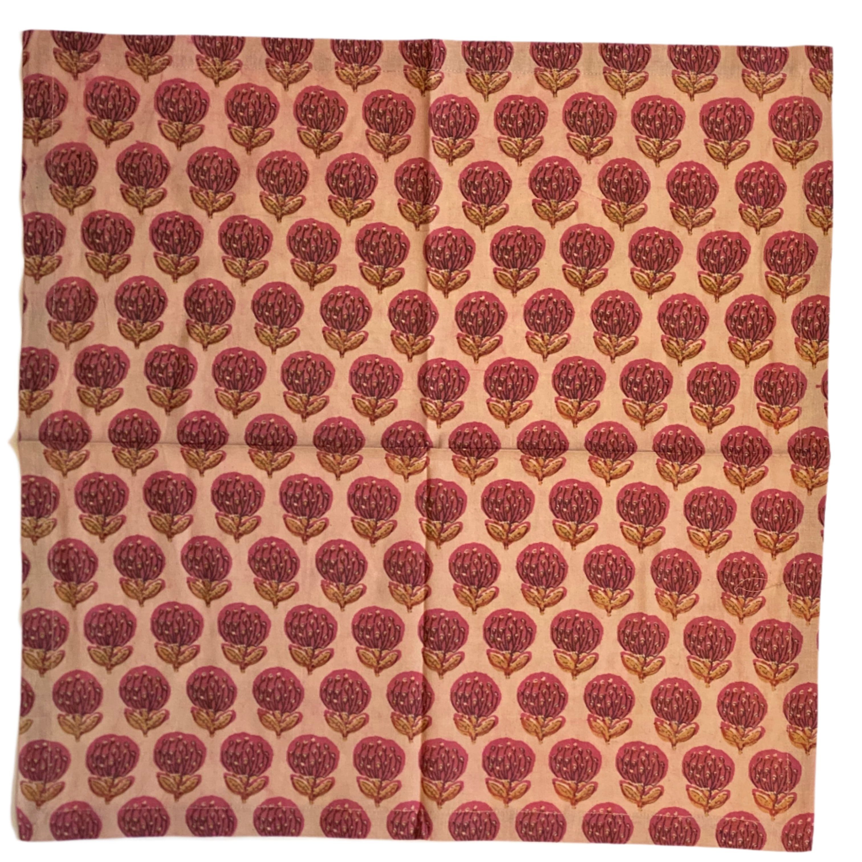 Hand Block Printed Pomegranate Floral Napkins India Set of 4 (20")