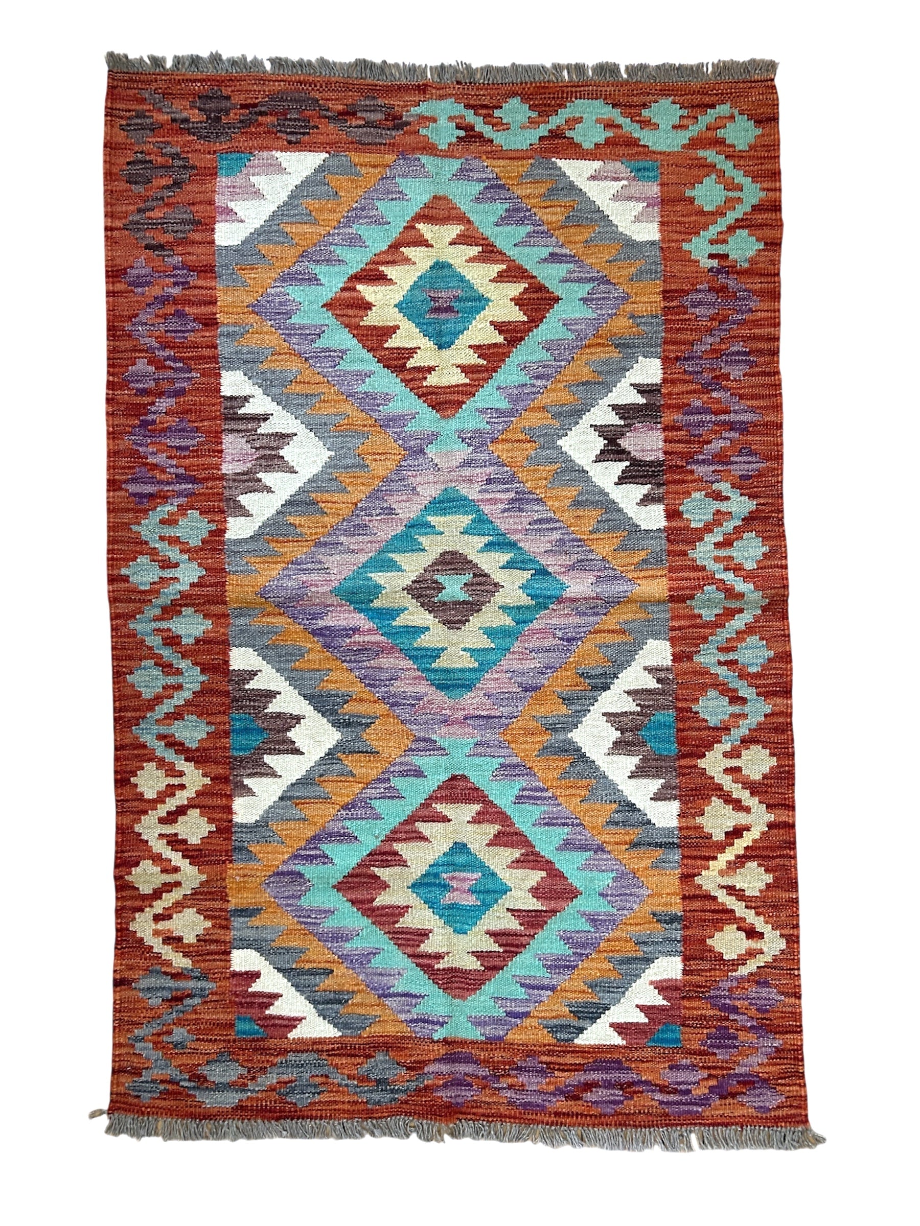 Handwoven Wool Kilim Small Rug Afghanistan (39x61) - 043