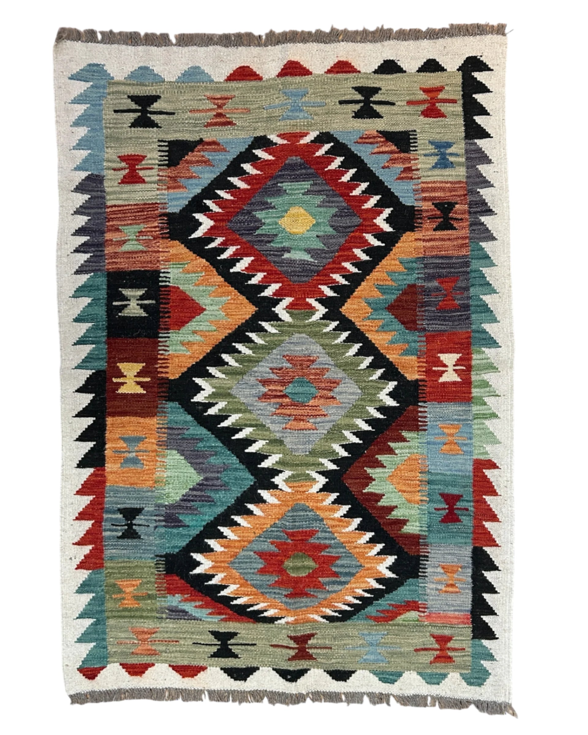 Handwoven Wool Kilim Small Rug Afghanistan (40x57) - 045