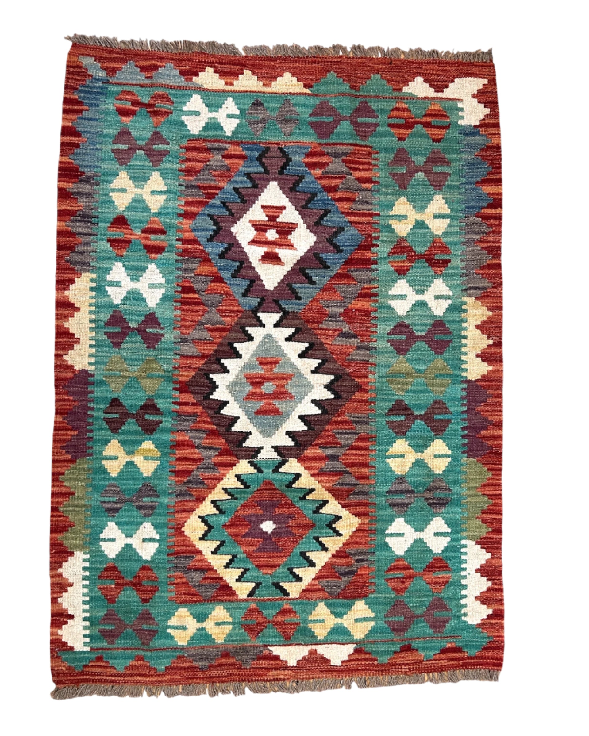 Handwoven Wool Kilim Small Rug Afghanistan (41x56) - 046