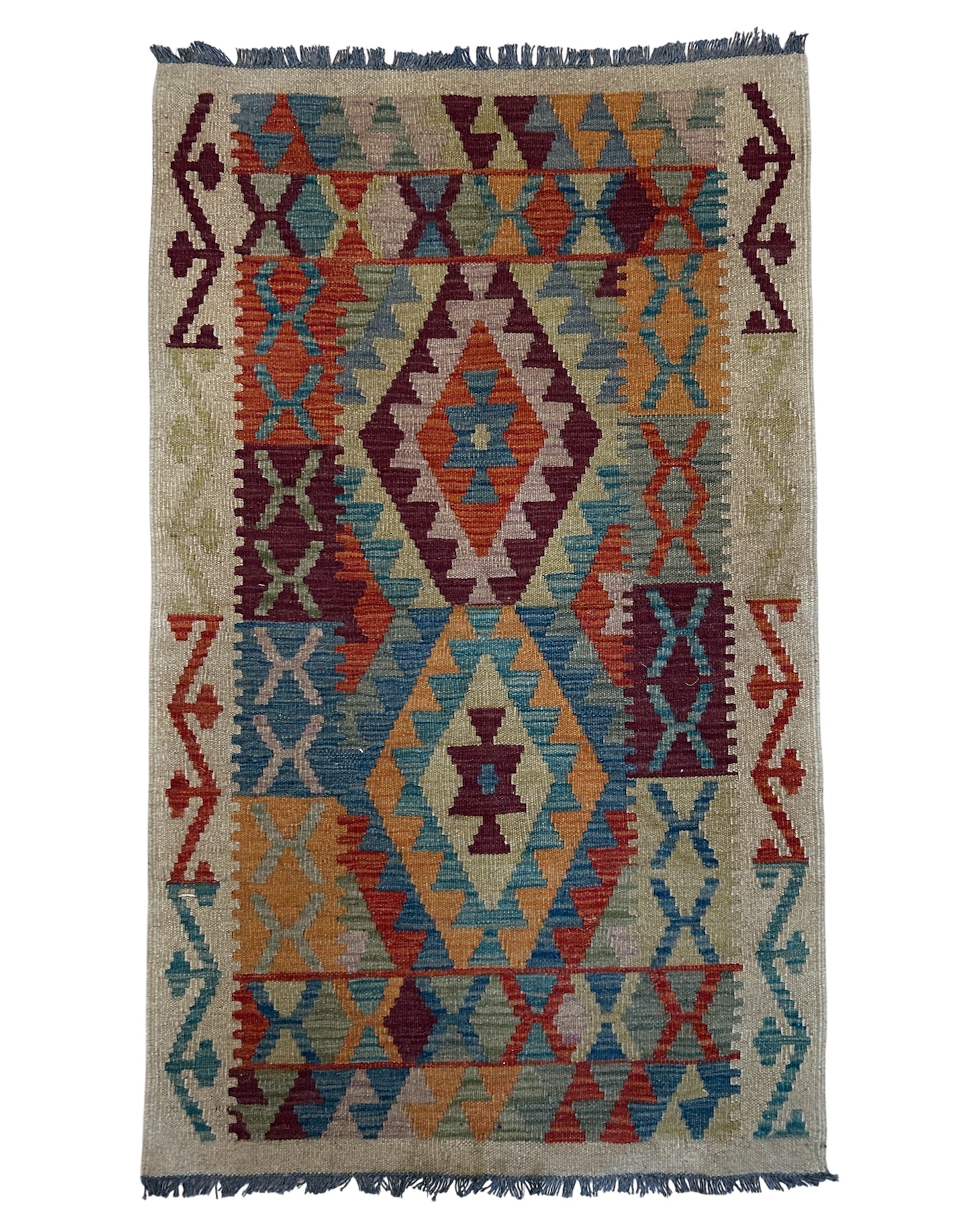 Handwoven Wool Kilim Small Rug Afghanistan (32x53) - 056