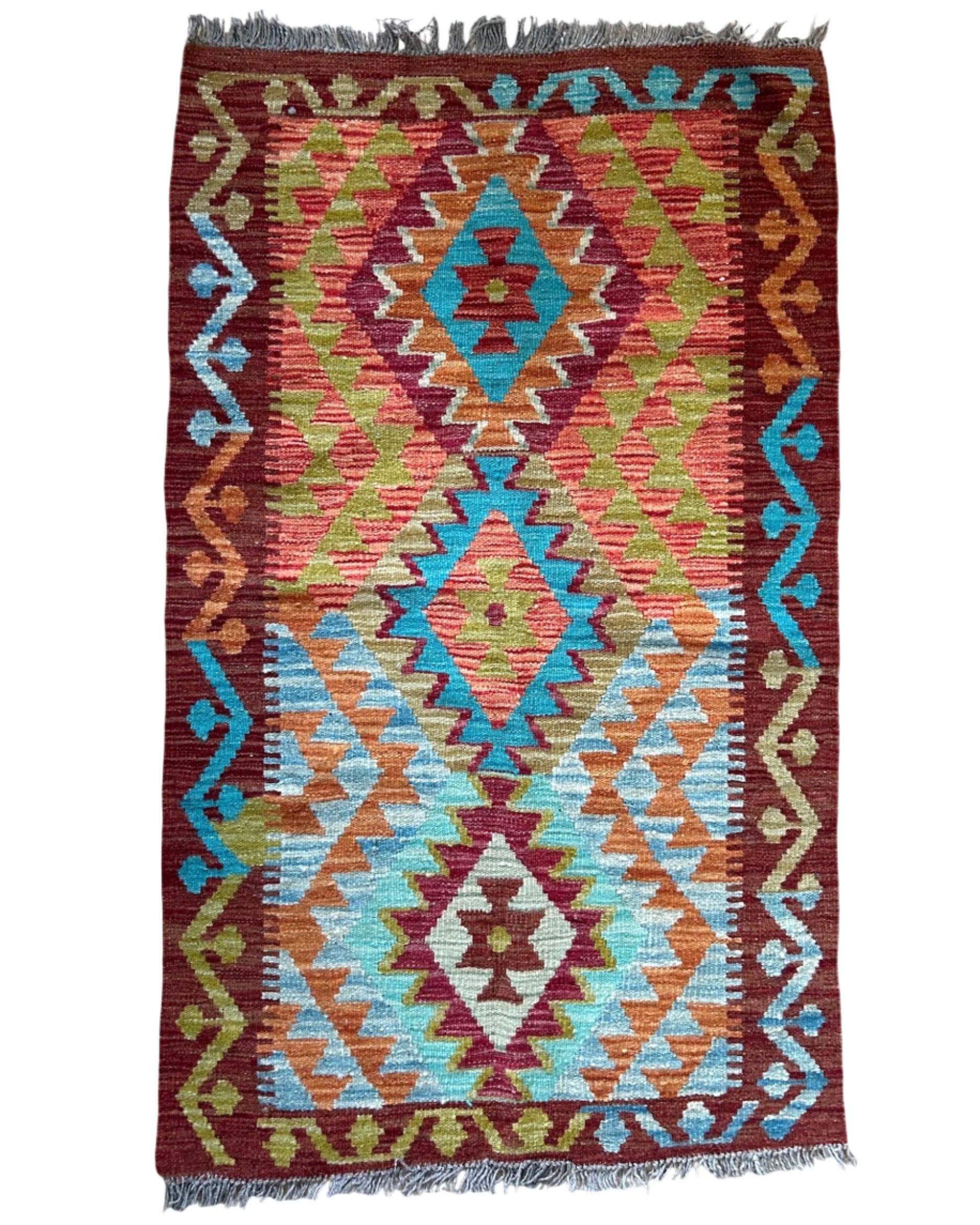 Handwoven Wool Kilim Small Rug Afghanistan (32x52) - 050