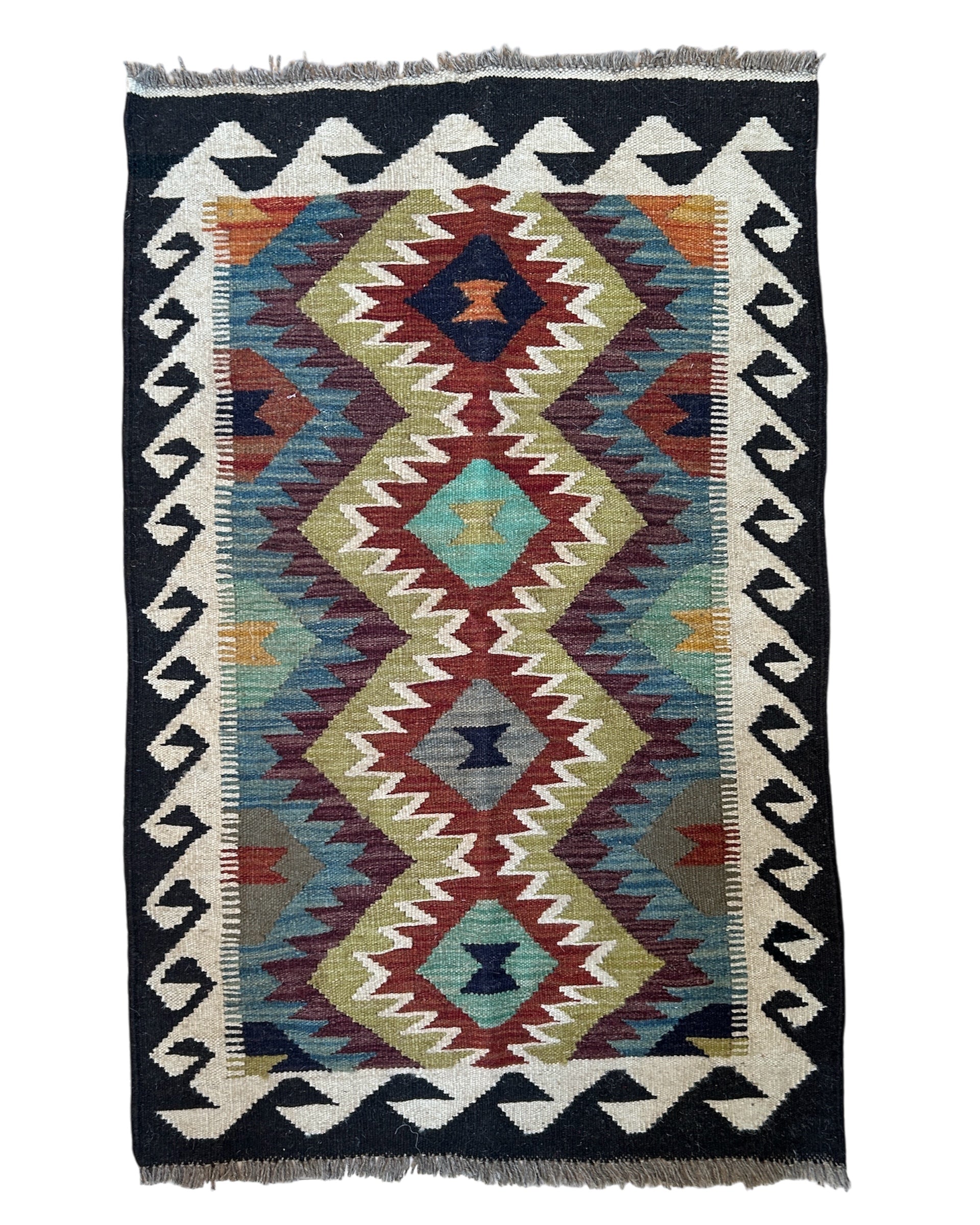 Handwoven Wool Kilim Small Rug Afghanistan (31x48) - 054