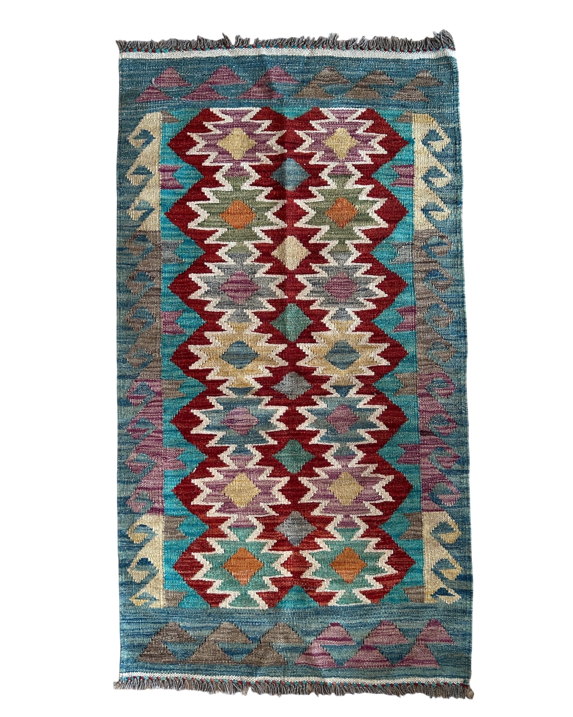 Handwoven Wool Kilim Small Rug Afghanistan (31x59) - 049