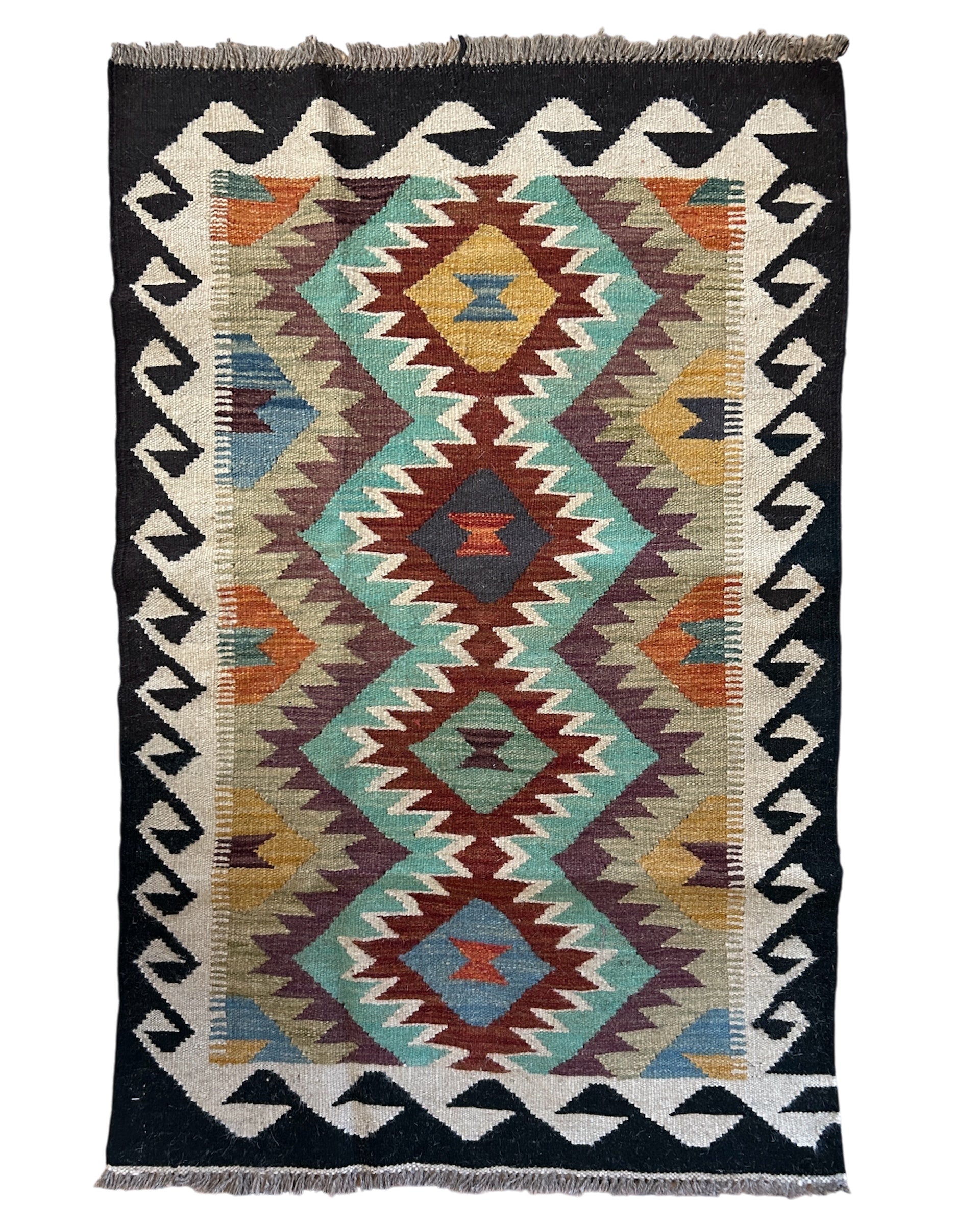 Handwoven Wool Kilim Small Rug Afghanistan (31x47) - 057