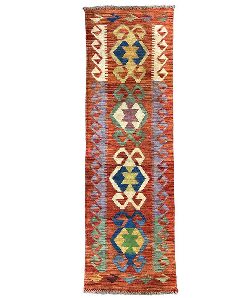 Handwoven Wool Kilim Runner Rug 24C Afghanistan