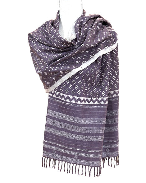 Handwoven and  Natural Dyed  Cotton Scarf/Shawl D India