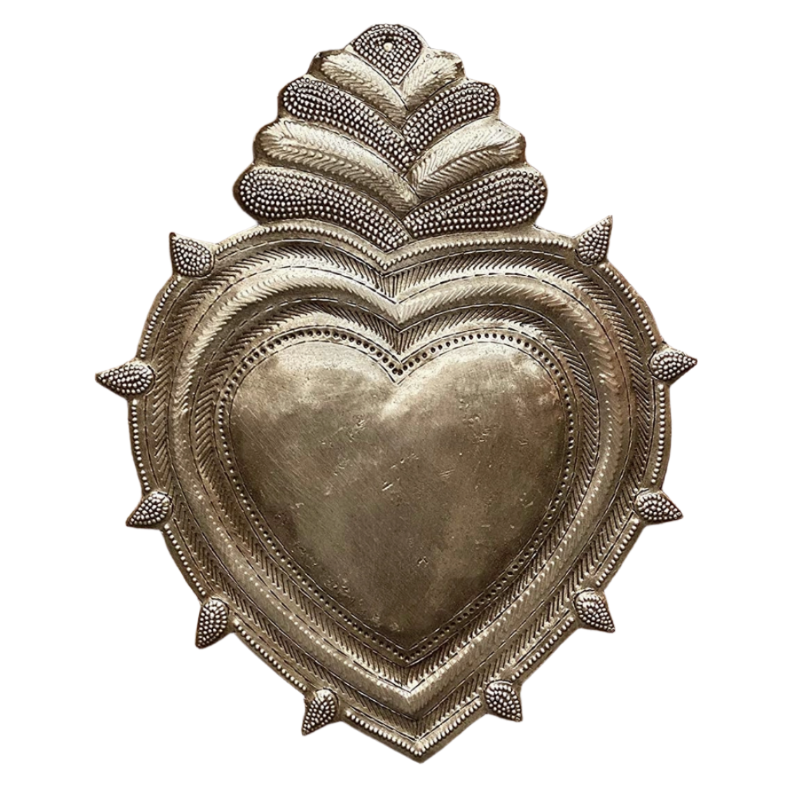 Handmade Hammered Sacred Heart Haiti 7.25"x 9"