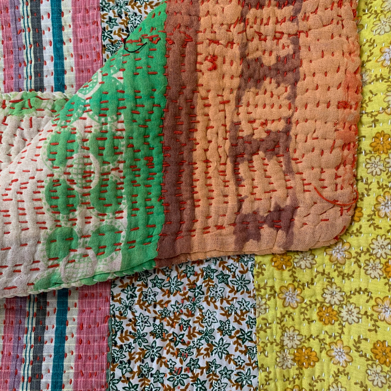 Handmade Kantha Patchwork Quilt India - 21