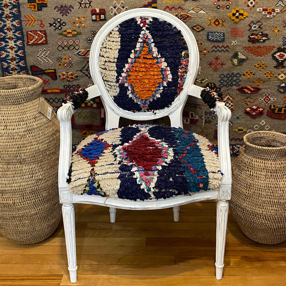 Vintage Accent Chair with Moroccan Textile