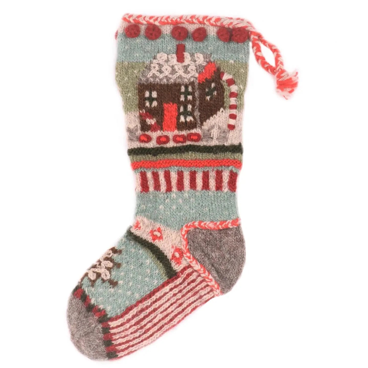 Wool Knit Christmas Stocking Nepal - House