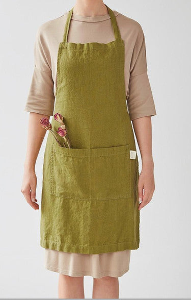 Linen Apron Lithuania - Moss Green