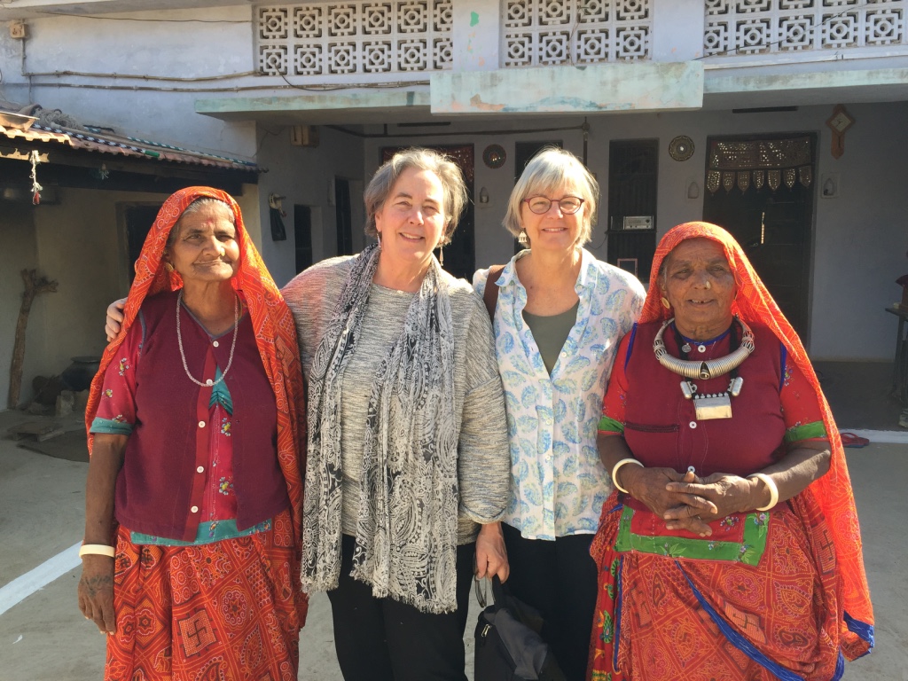 Mary Anne and Jody, Cultural Cloth founders, with Shyamji's mother and auntie